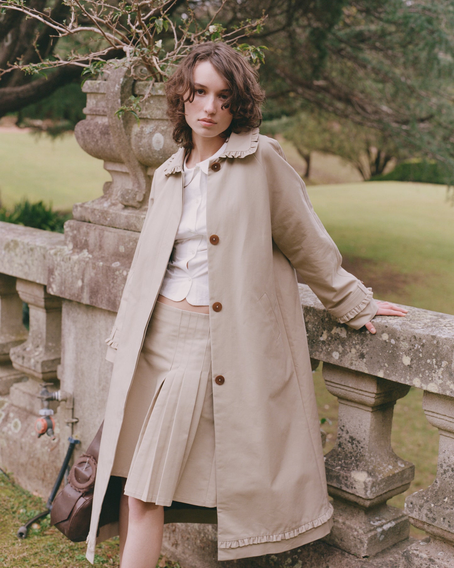 Tailored Gather Trench Coat - Fawn
