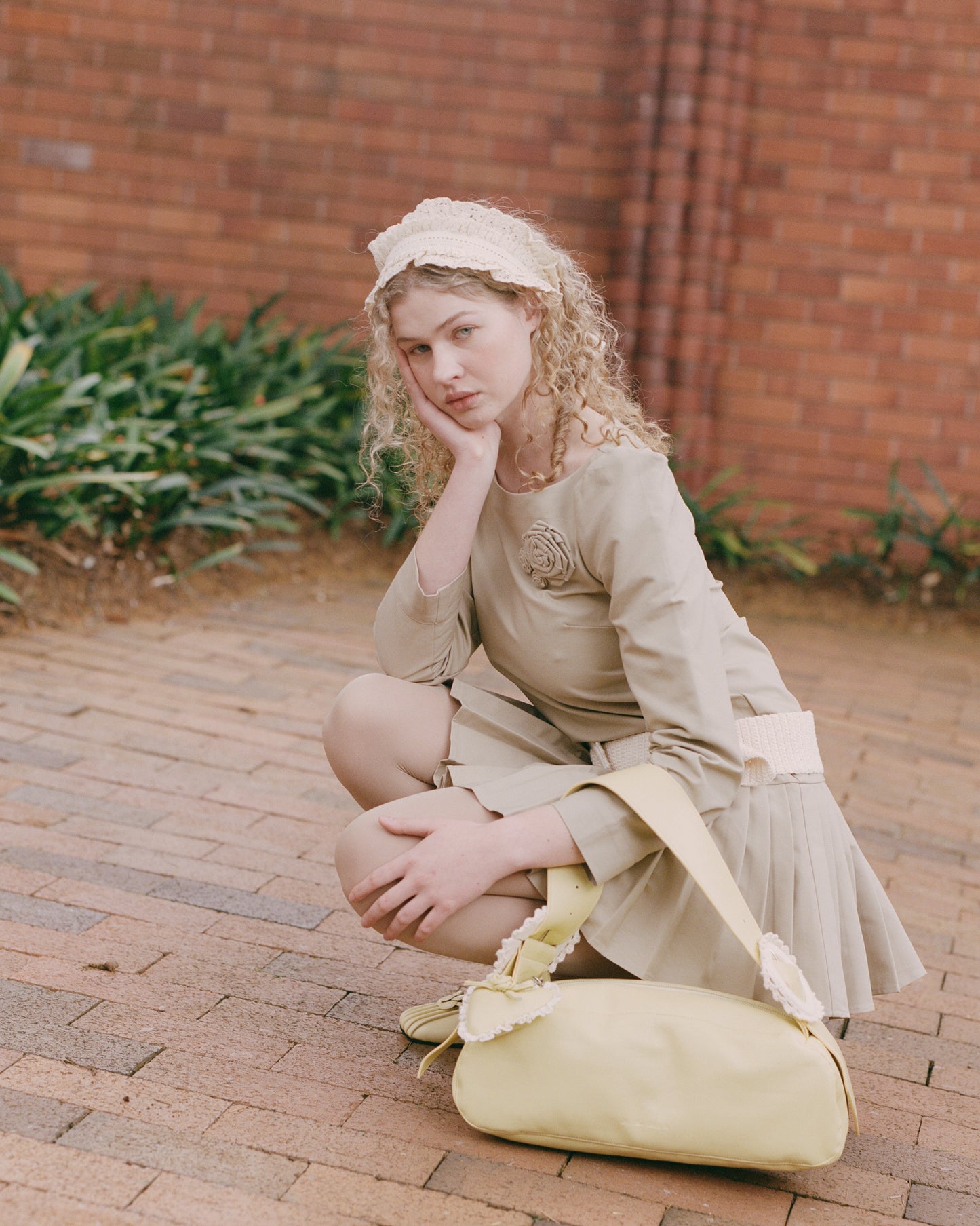 Dropwaist Pleat Dress - Fawn
