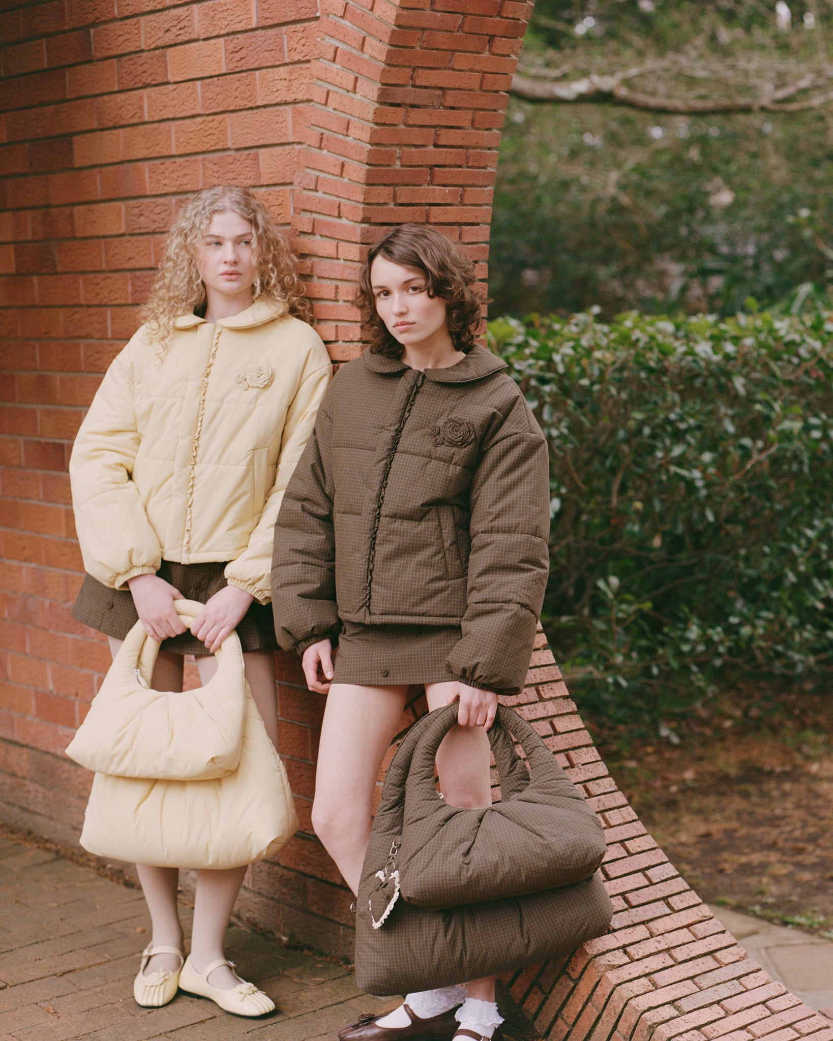 Rosette Puffer Jacket - Ivy Check