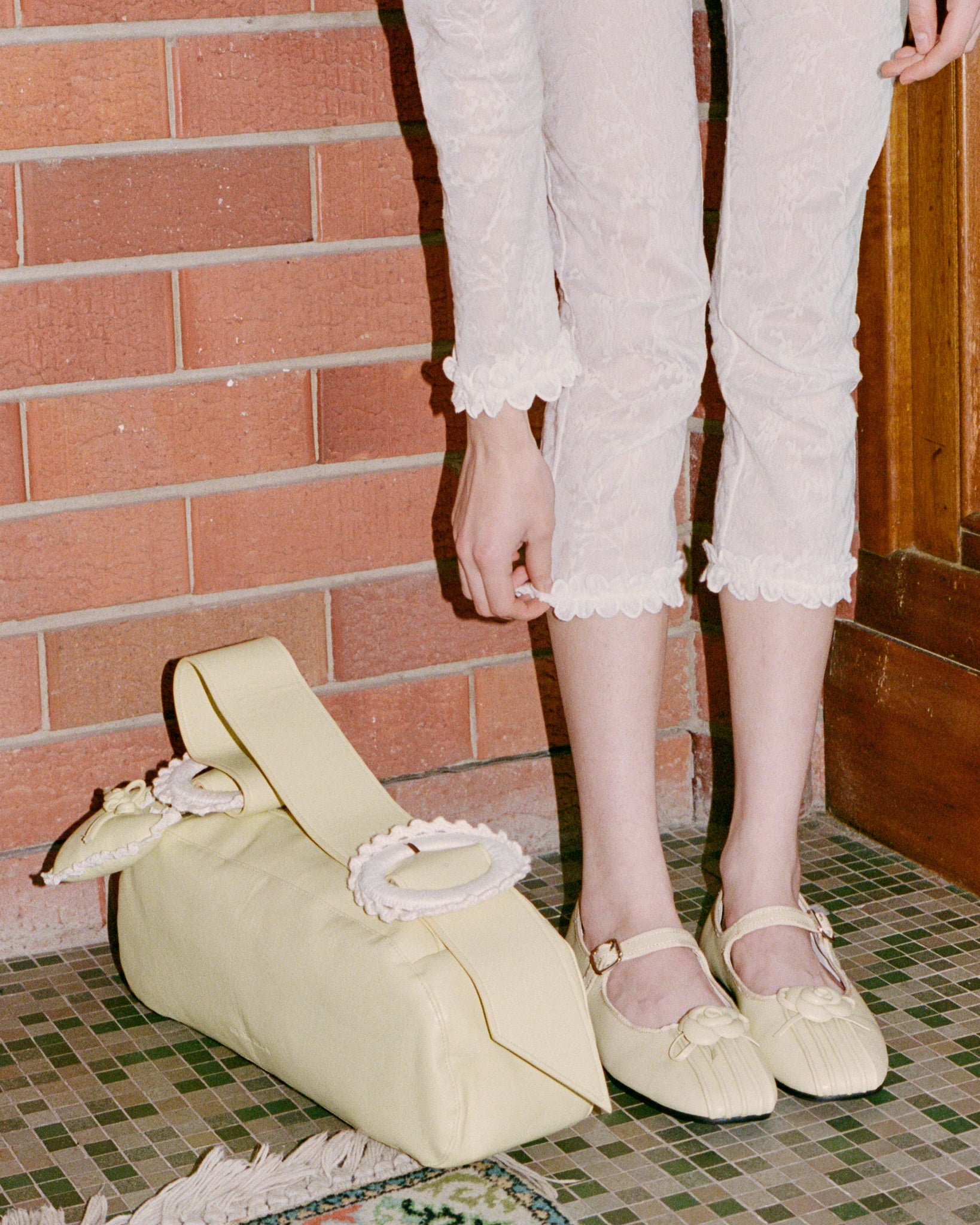 Rosette Sheepskin Mary Janes - Marigold