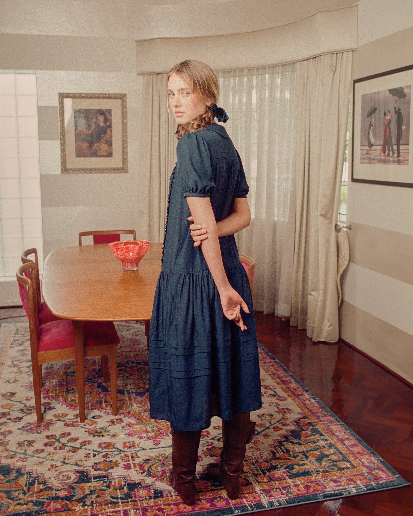 Pleat Sunday Dress - Ink