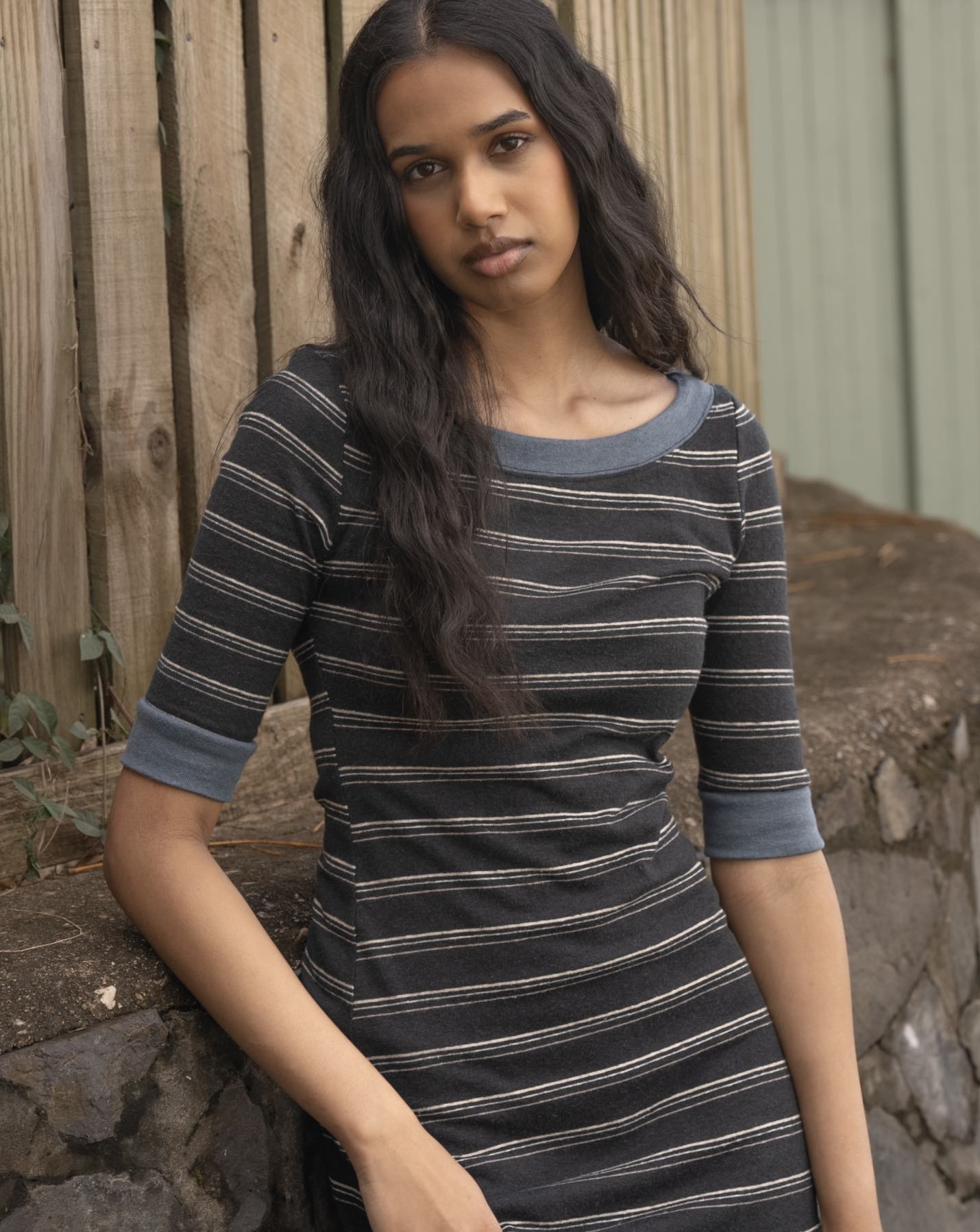 Boat Neck Stripe Dress - Sea Stripe