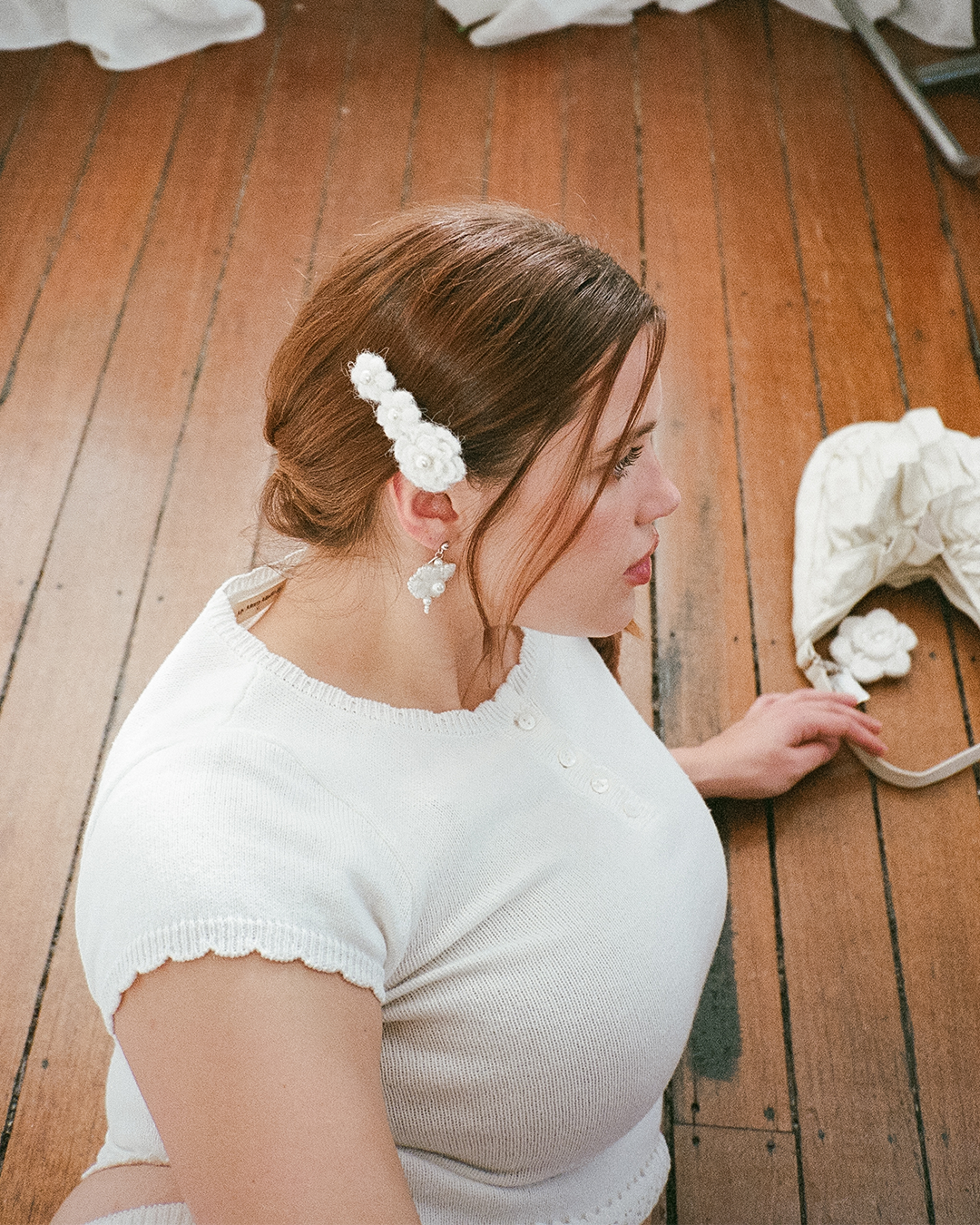 My Mum Made It - Crochet Pearl Flower Hair Pin