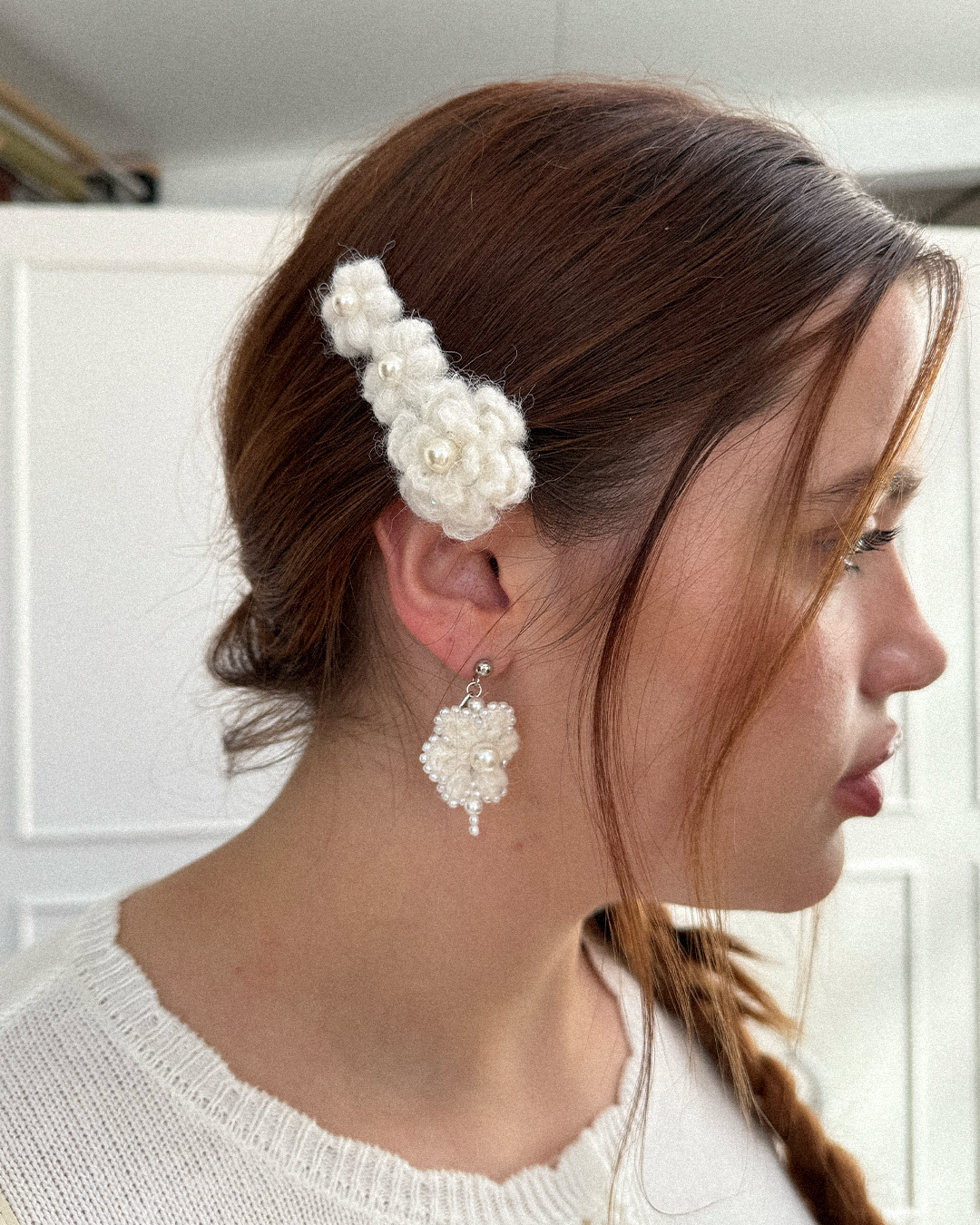 My Mum Made It - Crochet Pearl Flower Hair Pin