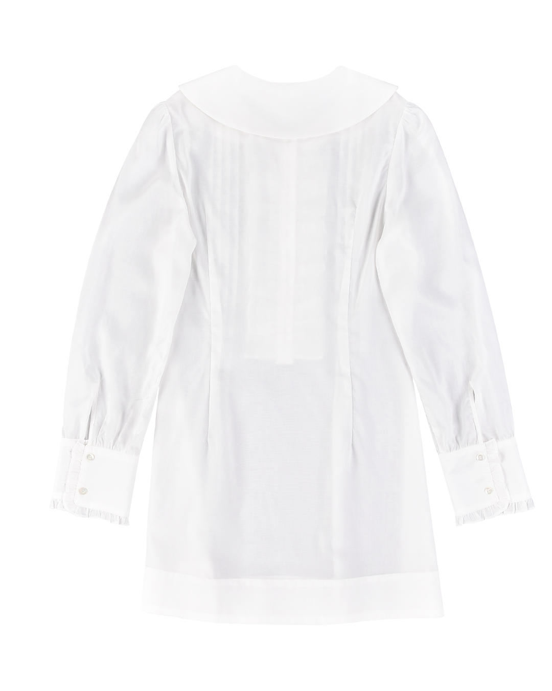 Ruffle Placket Mini Dress - White