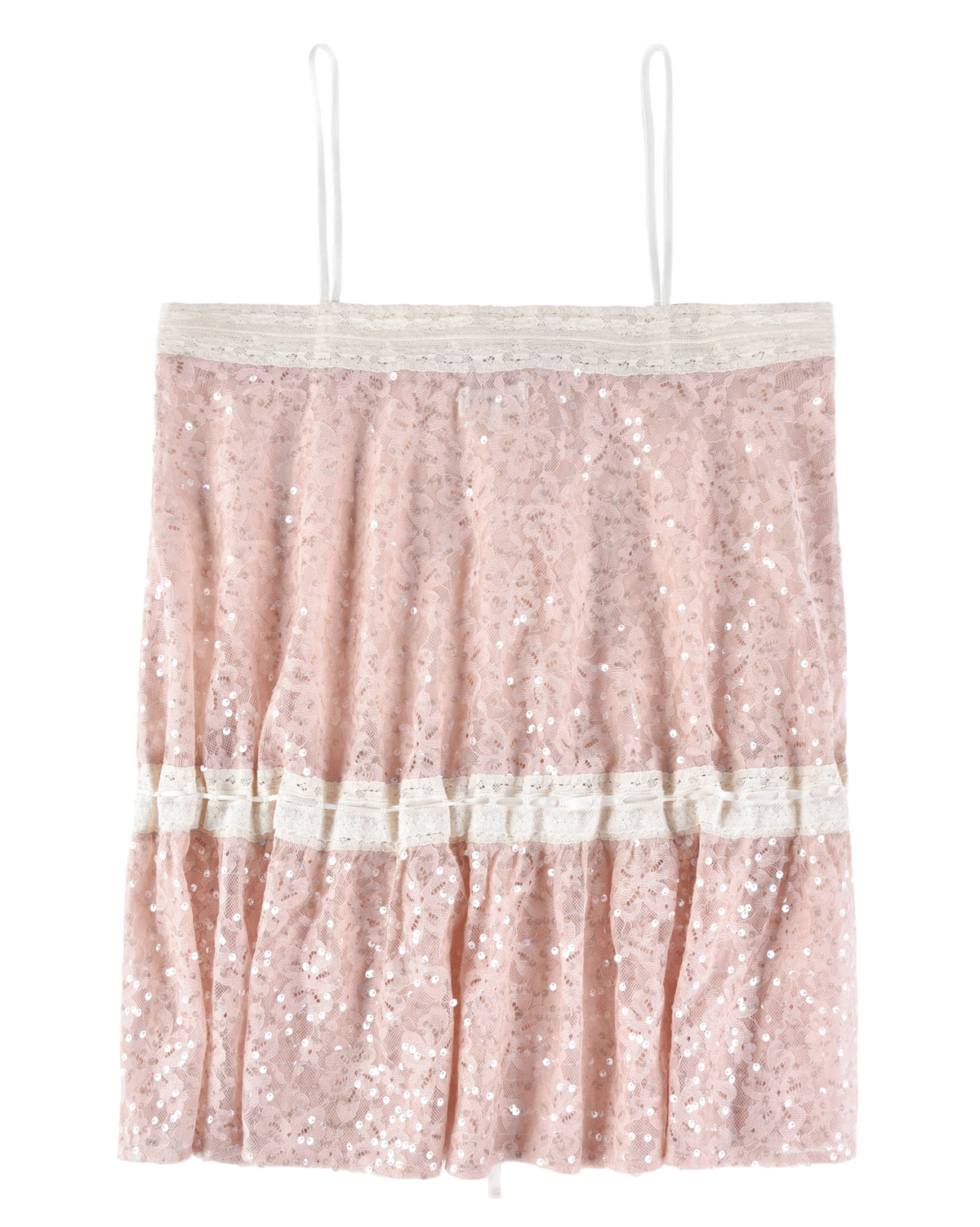 Lace Ribbon Dress - Pink Glimmer