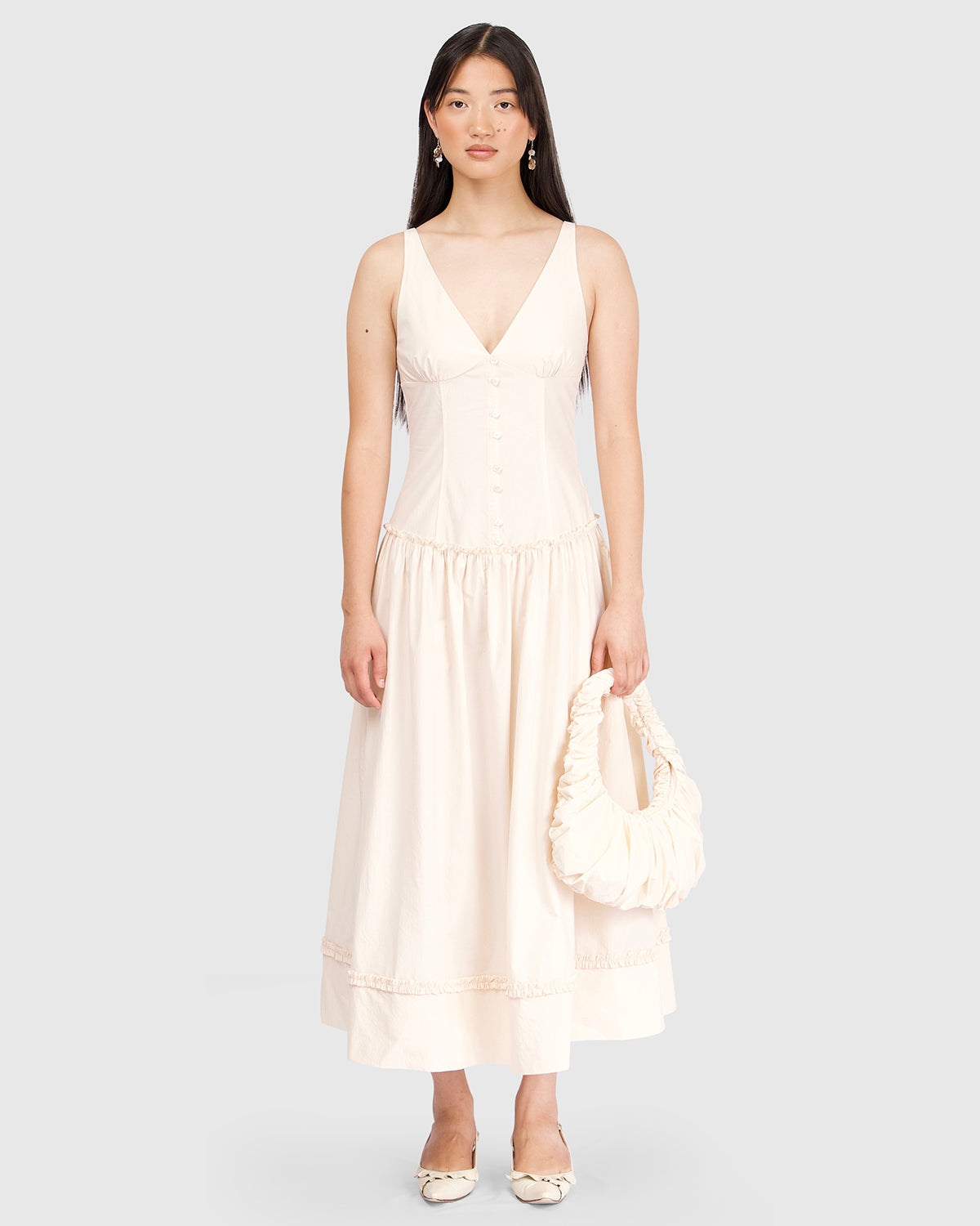 Button Maxi Dress - Bone