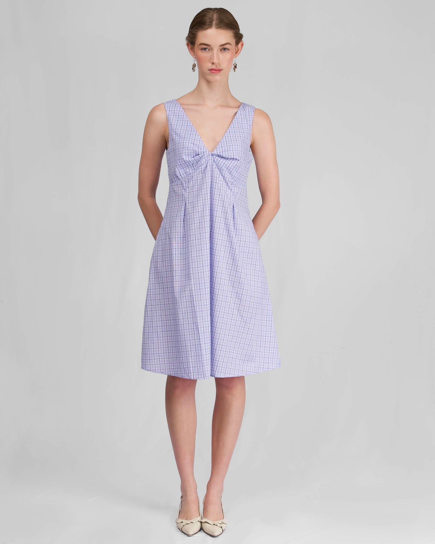 Mona Midi Dress - Sky Blue Check