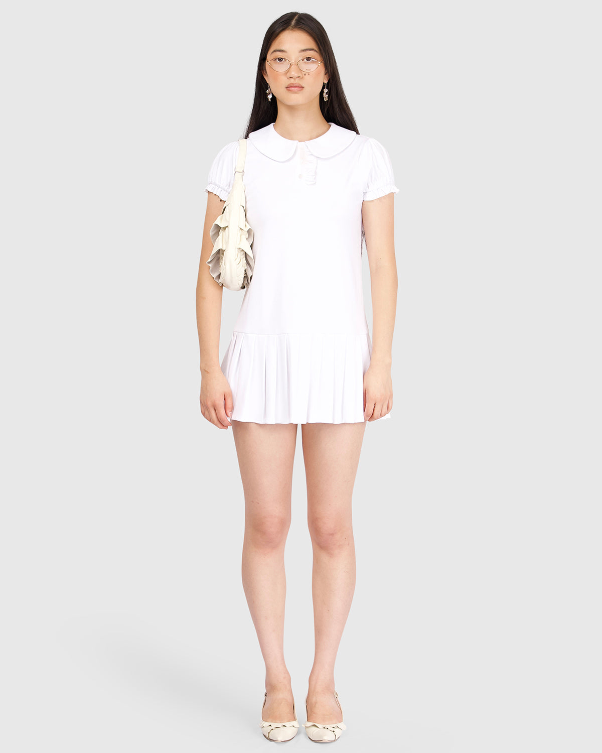 Polo Mini Pleat Dress - White