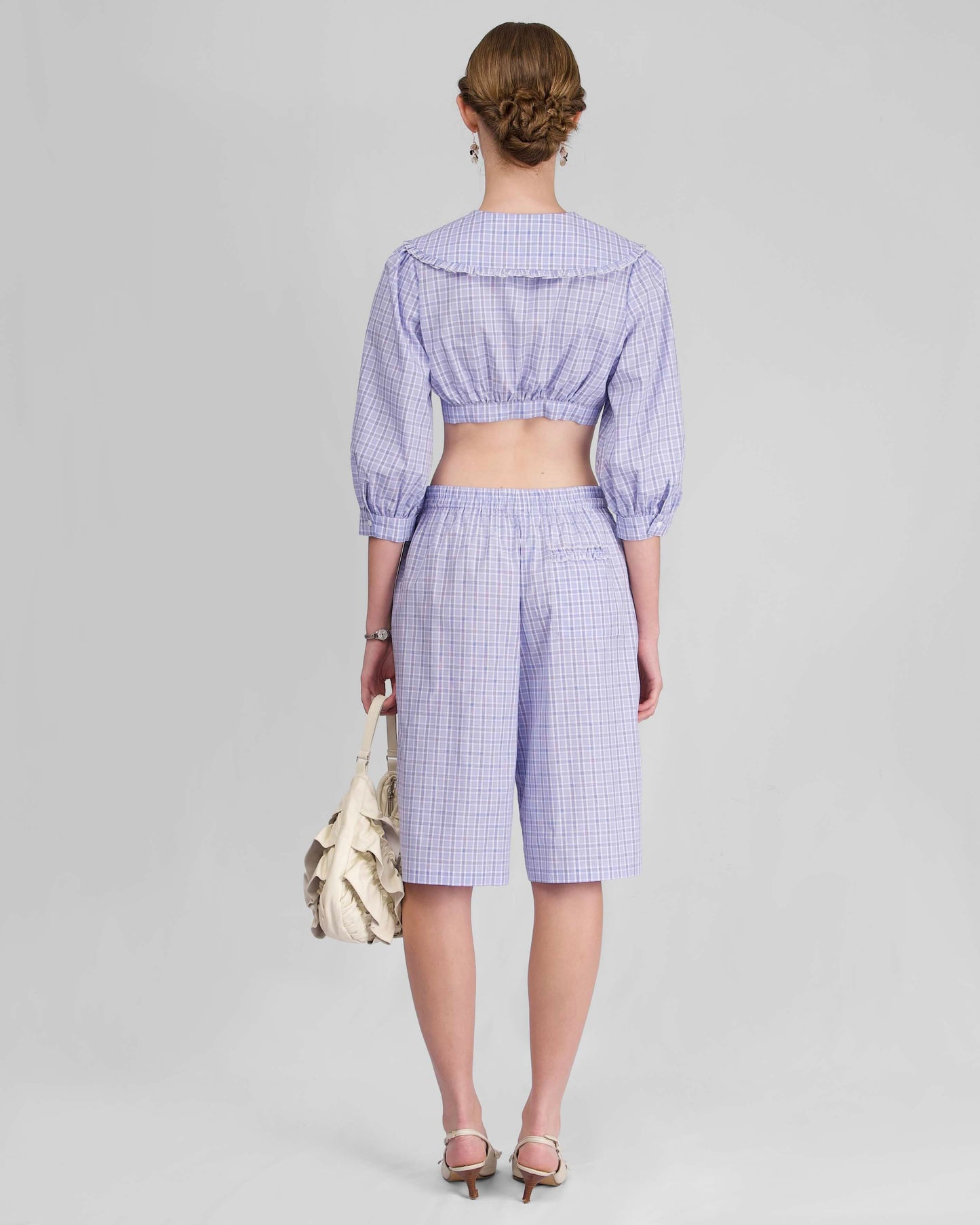 Drawstring Long Boxer - Sky Blue Check