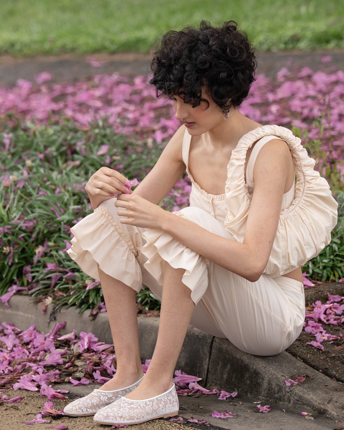 My Mum Made It - Frill Capri Pant - Bone