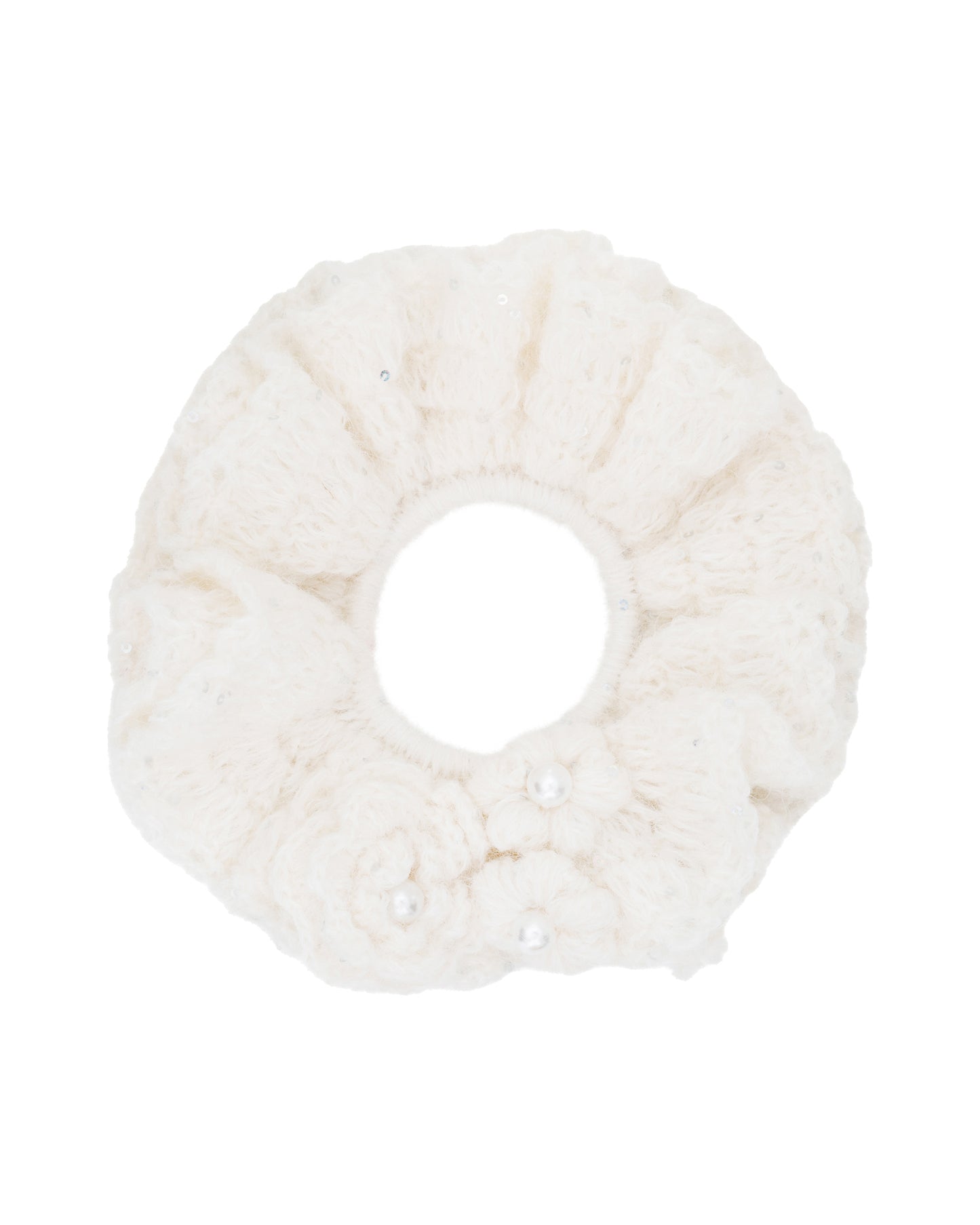 Knit Flower Hair Scrunchie