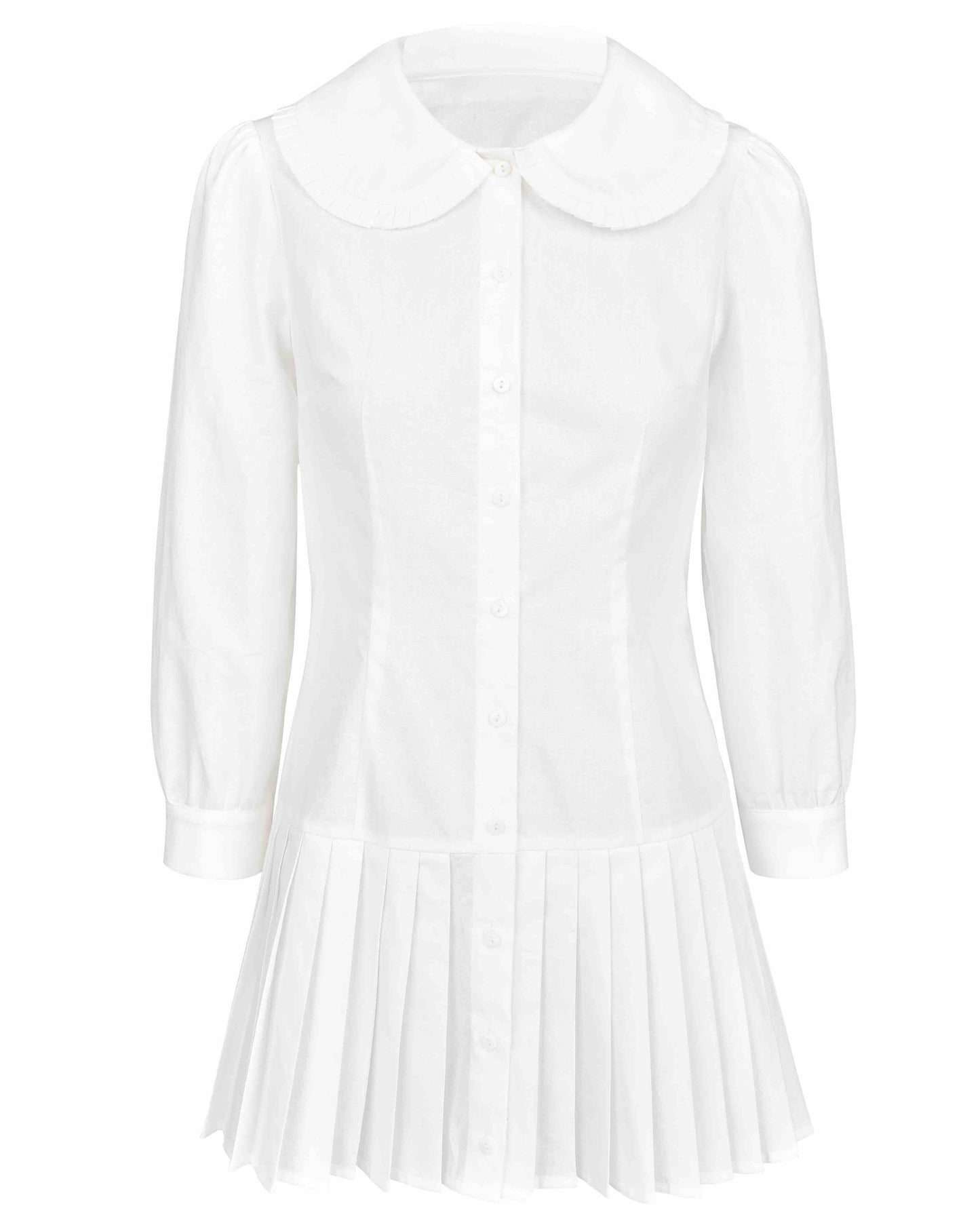 Pleat Shirt Dress - White