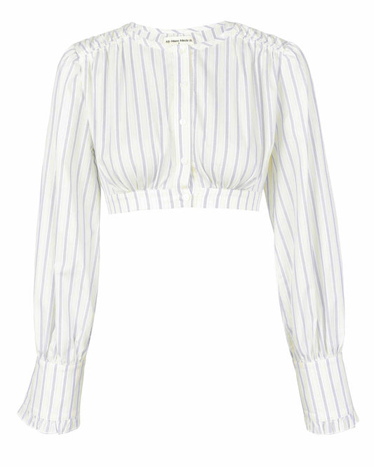 Cotton Gather Blouse - Pacific Stripe