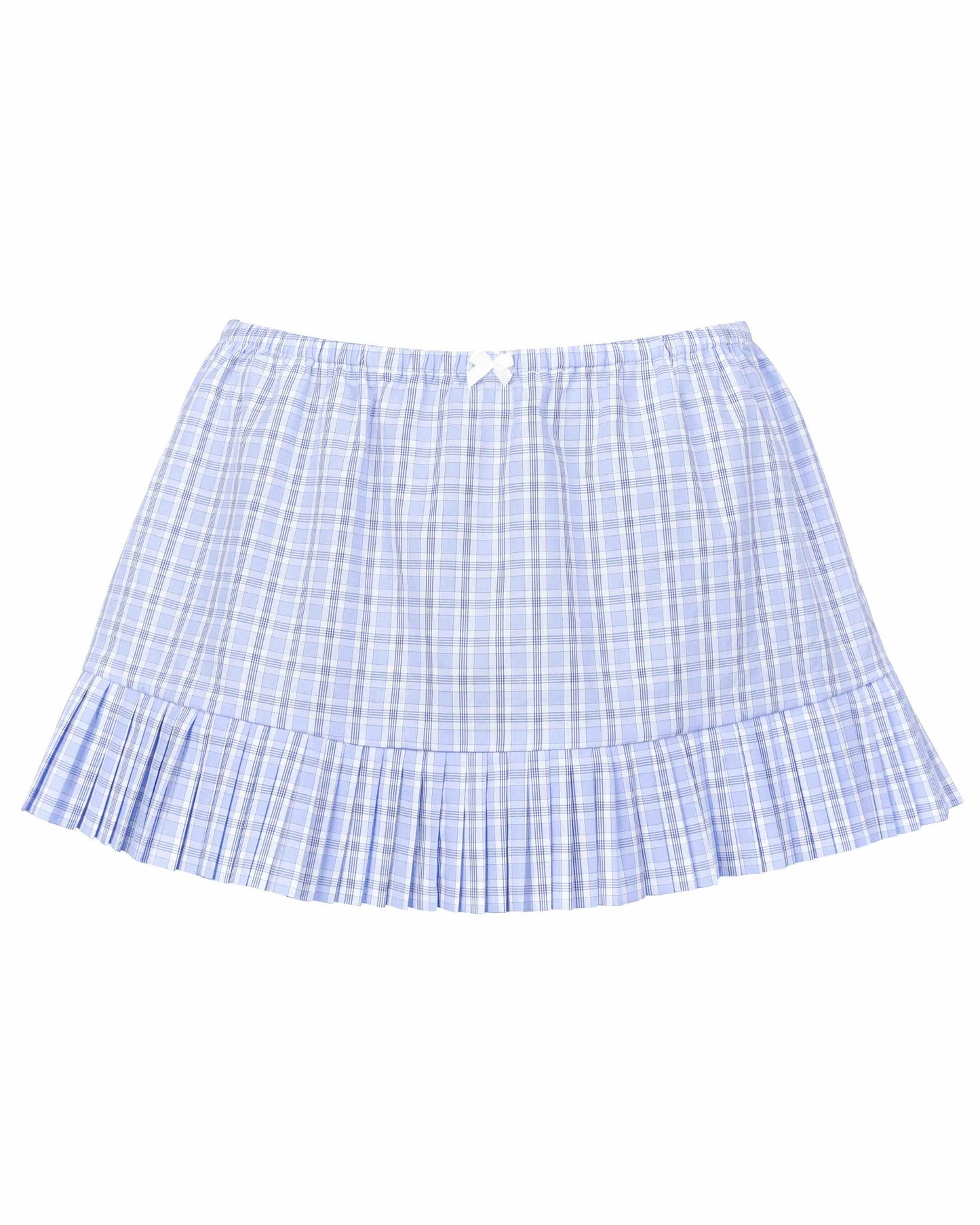 Pleat Mini Skirt - Sky Blue Check