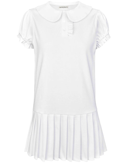 Polo Mini Pleat Dress - White