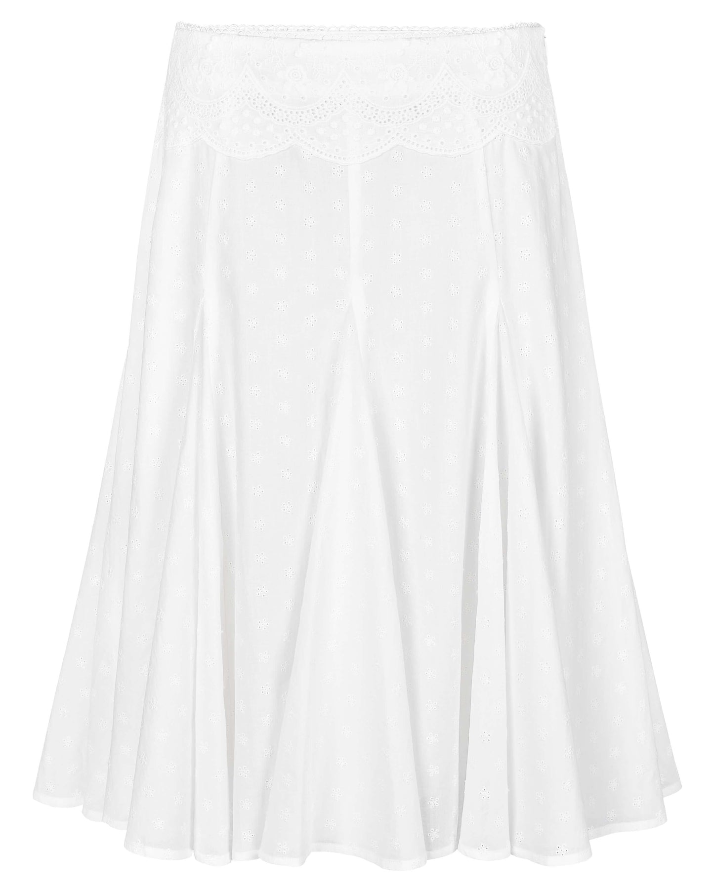 Lace Eyelet Midi Skirt