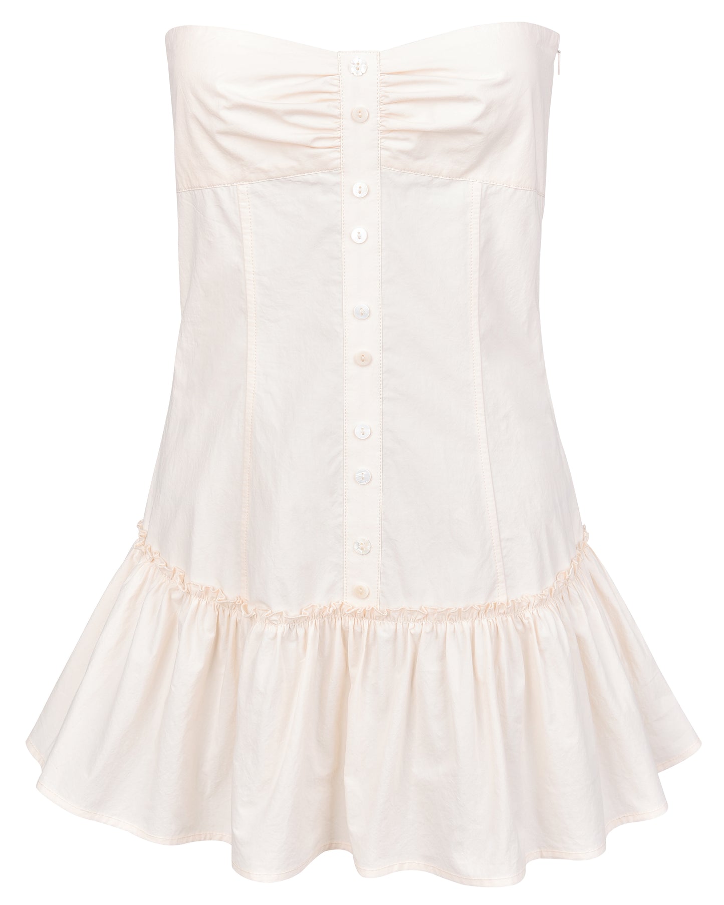 Button Mini Dress - Bone