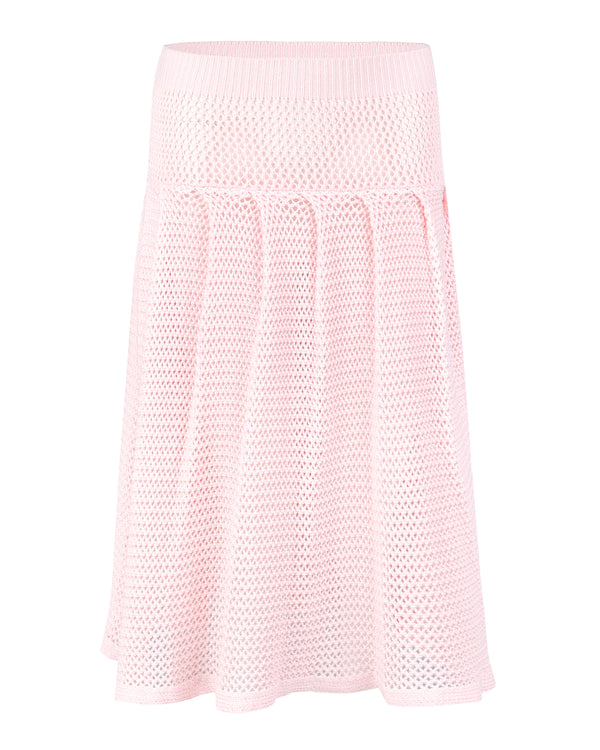 Crochet Pleat Midi Skirt - Soft Pink