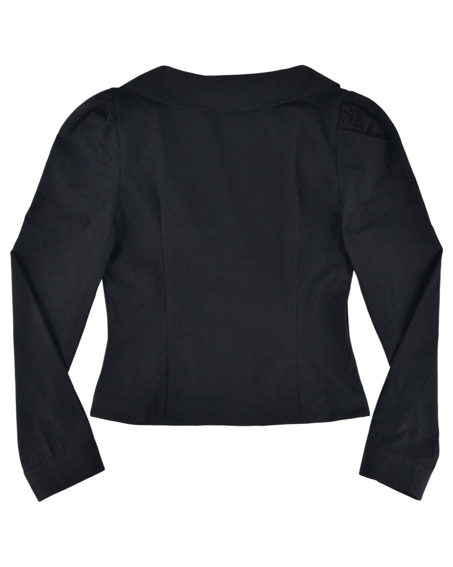 Curved Collar Button Shirt - Black