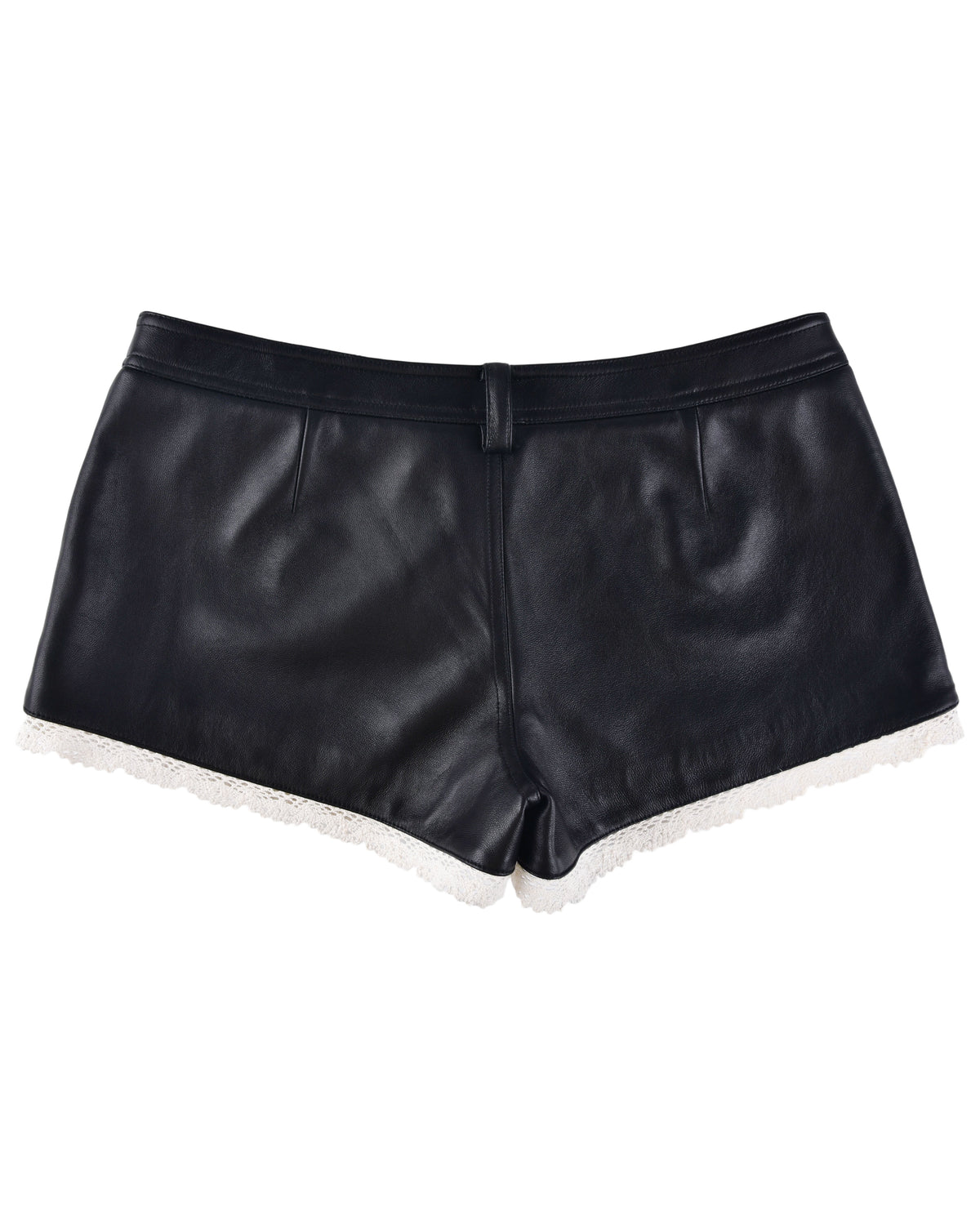 Leather Lace Mini Shorts - Black
