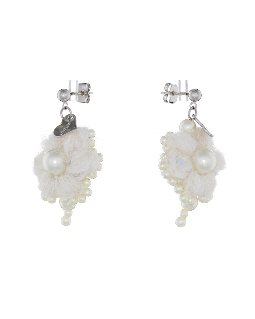 Crochet Pearl Flower Earrings