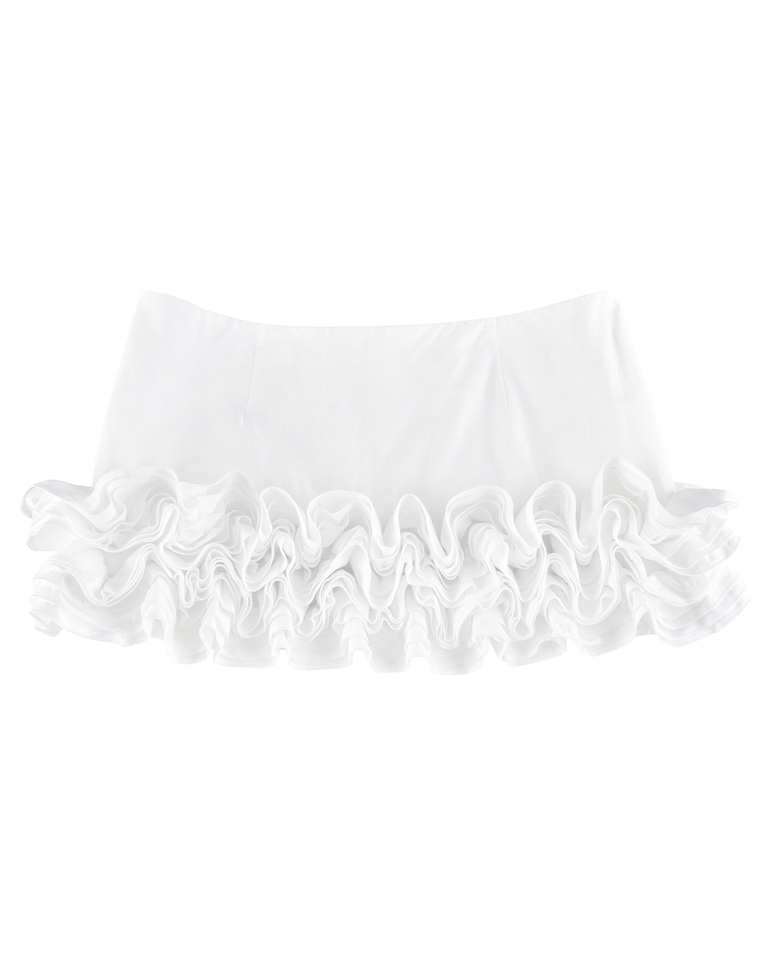 Ruffle Hem Mini Skirt - White
