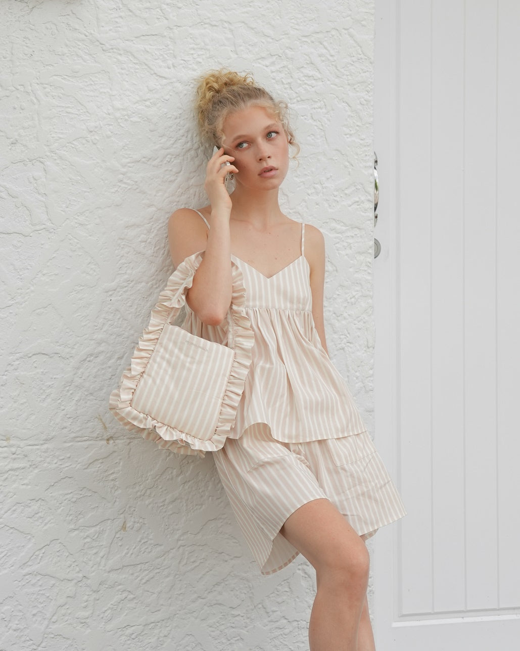 Pillow Puffer Tote - Blush Stripe