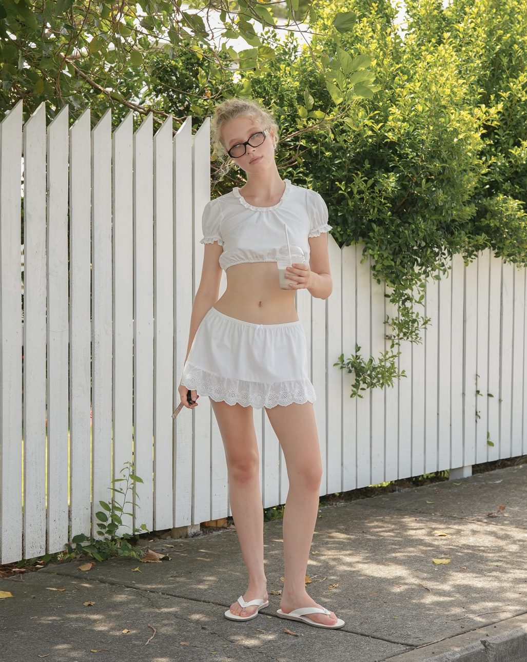 Lace Mini Skirt - White