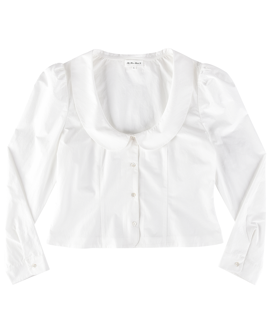 Curved Collar Button Shirt - White
