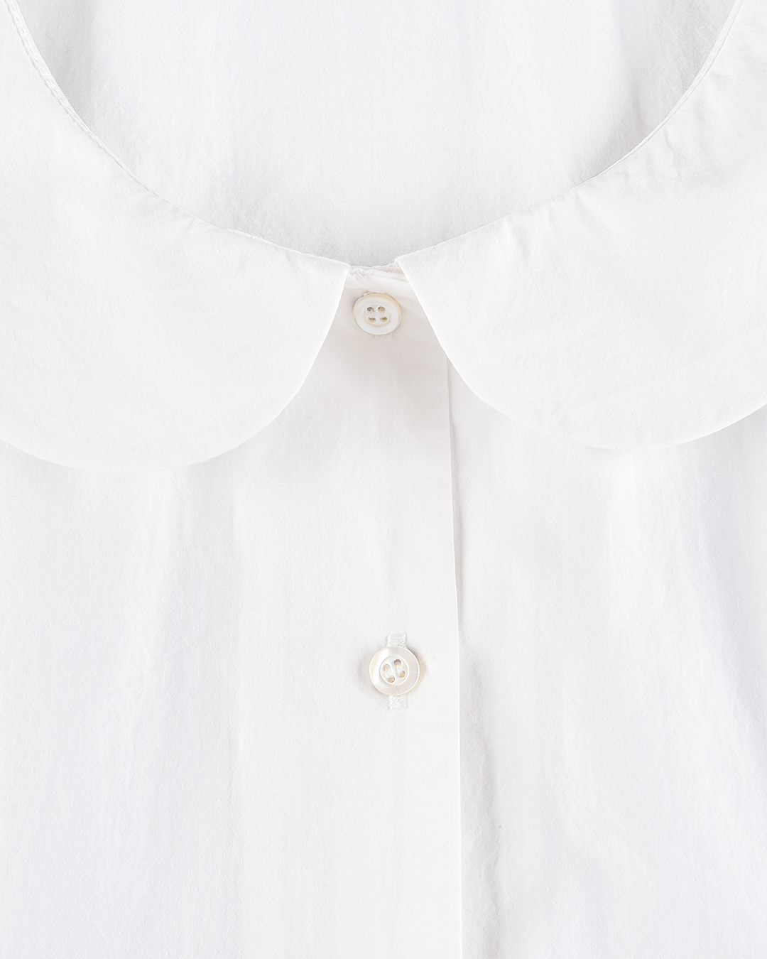 Curved Collar Button Shirt - White
