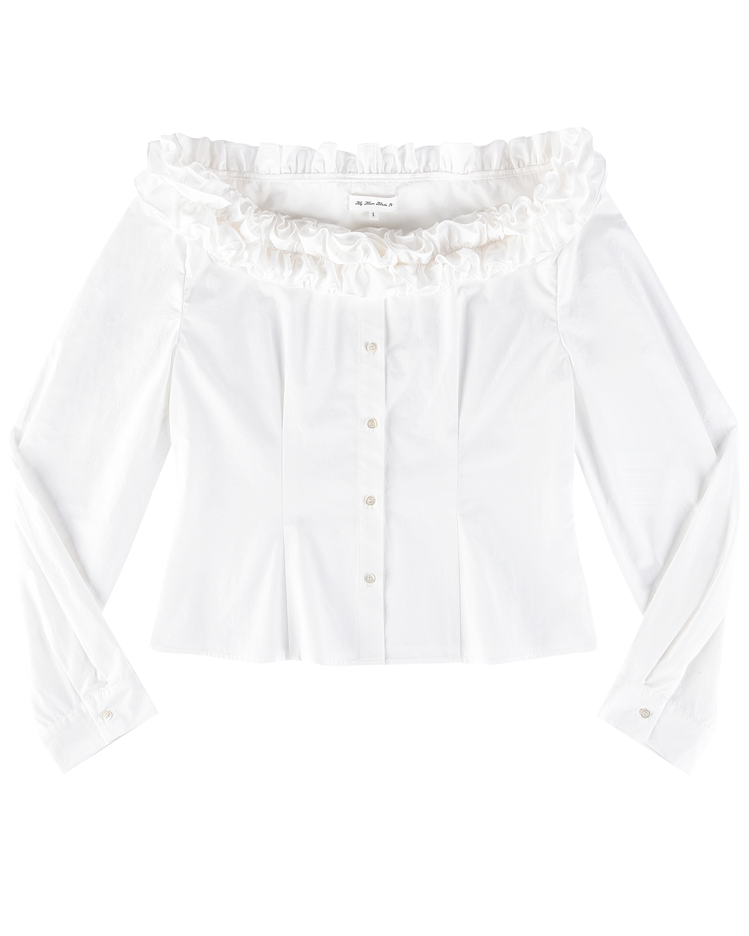 Ruffle Neck Corset Blouse - White