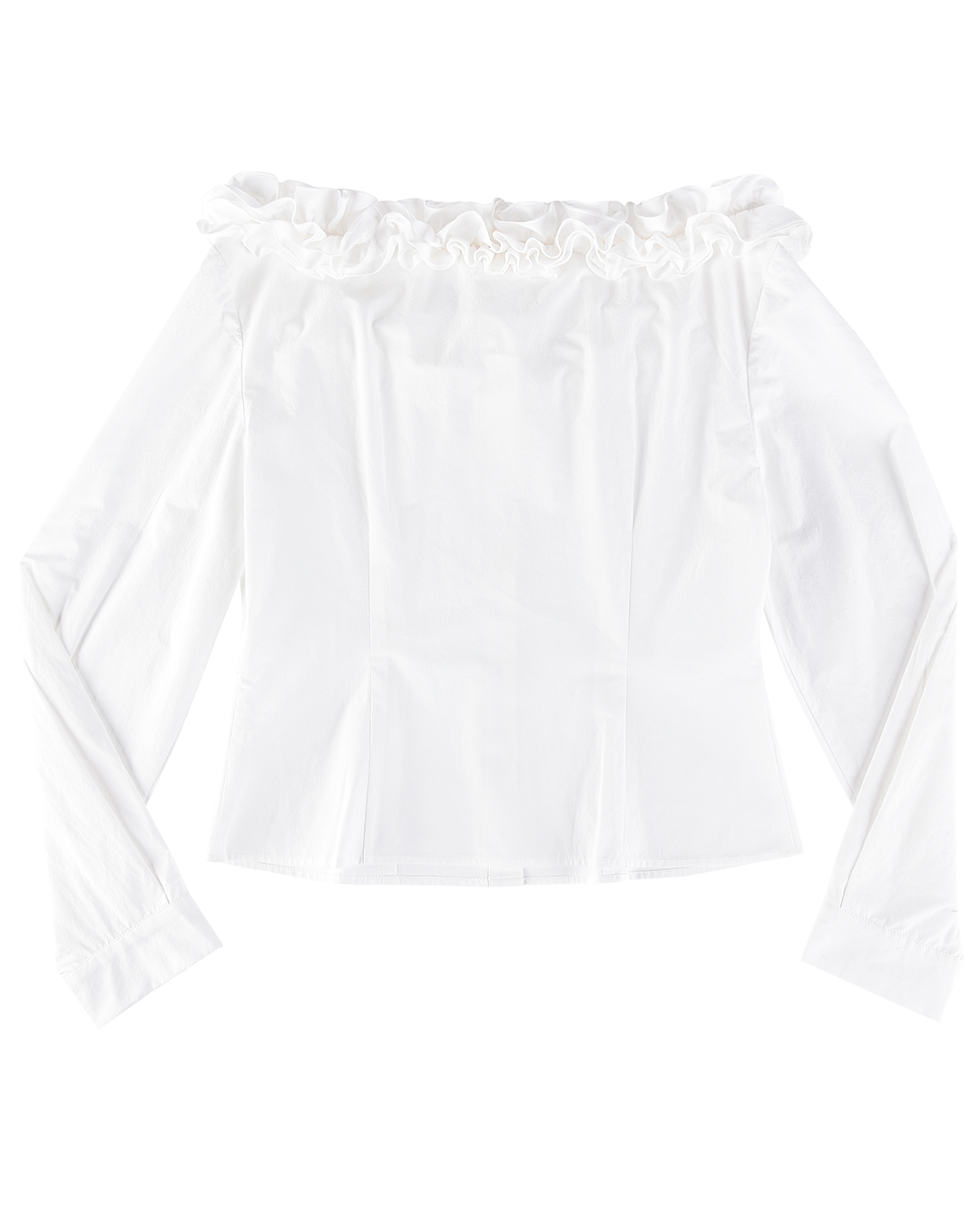 Ruffle Neck Corset Blouse - White
