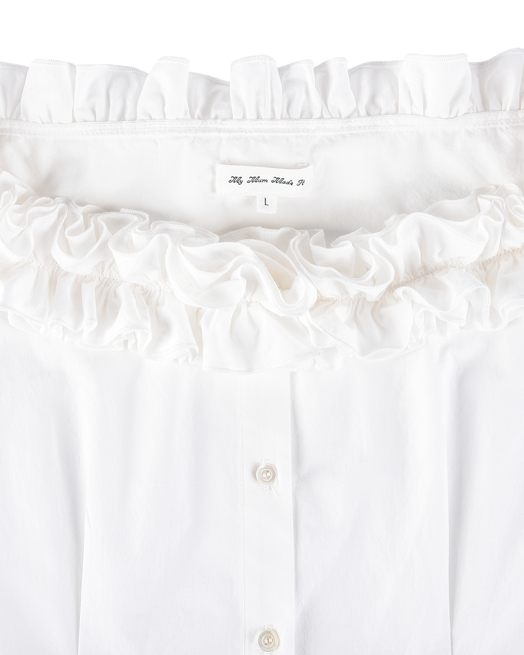 Ruffle Neck Corset Blouse - White