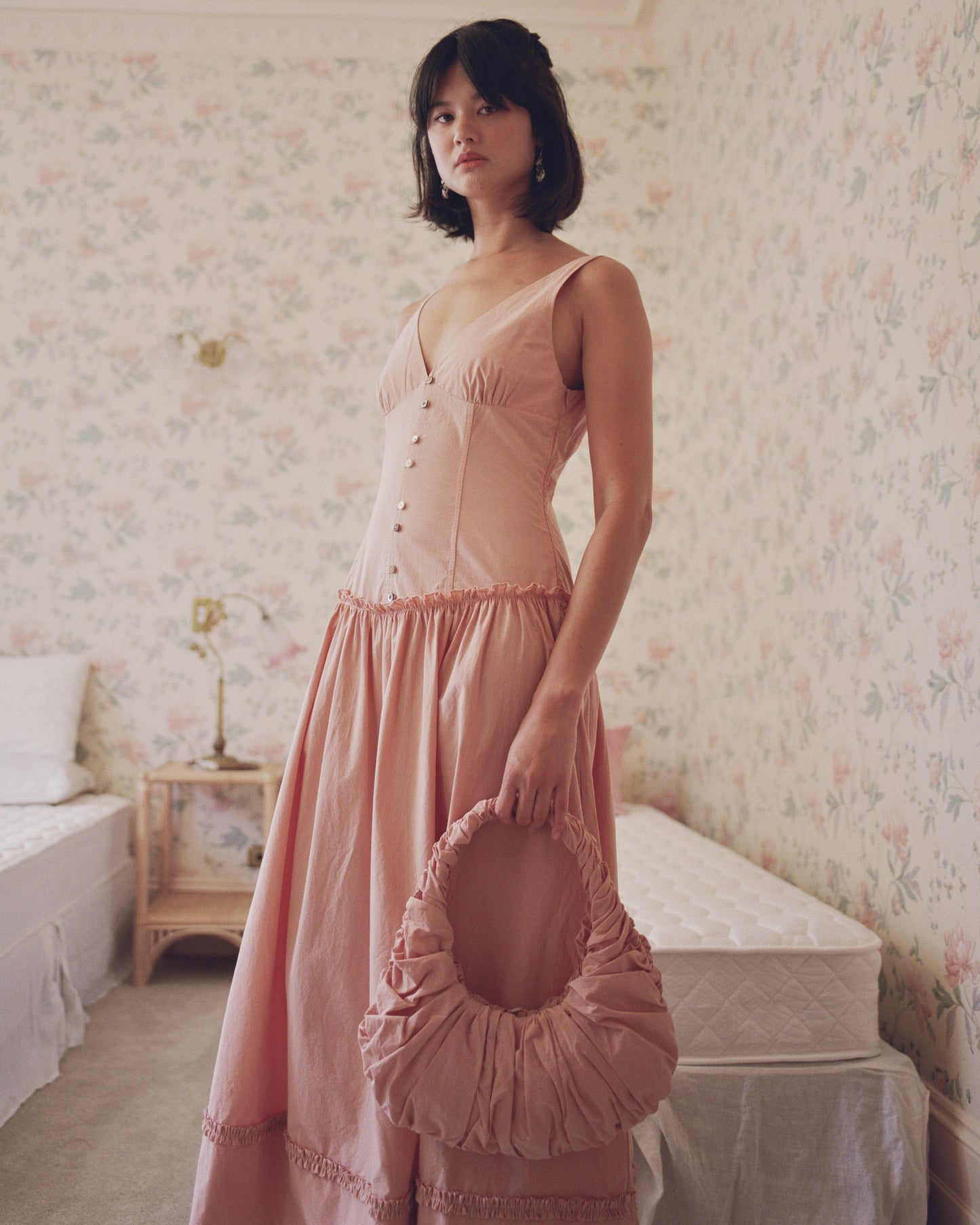 Ruche Shoulder Bag - Peach