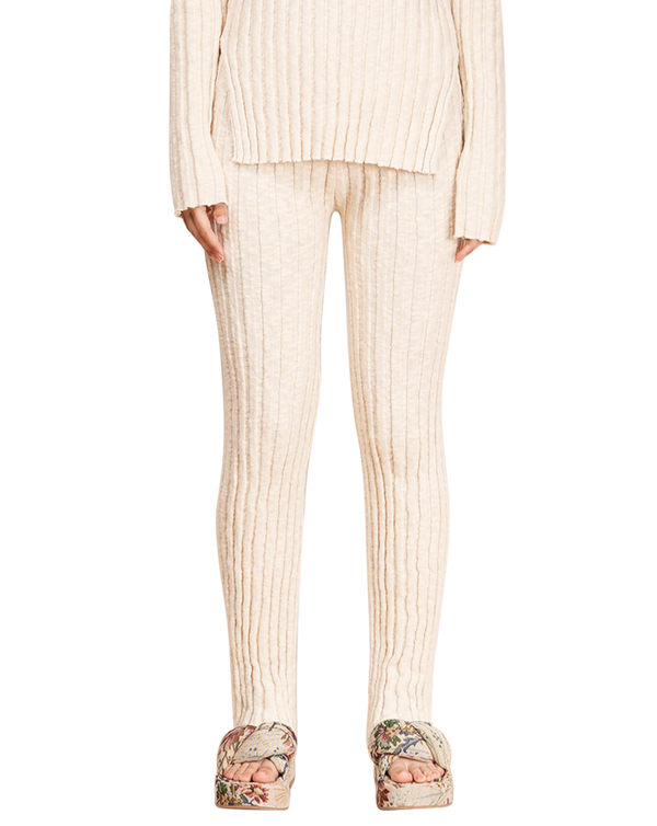 Boucle Cotton Knit Pants - Natural