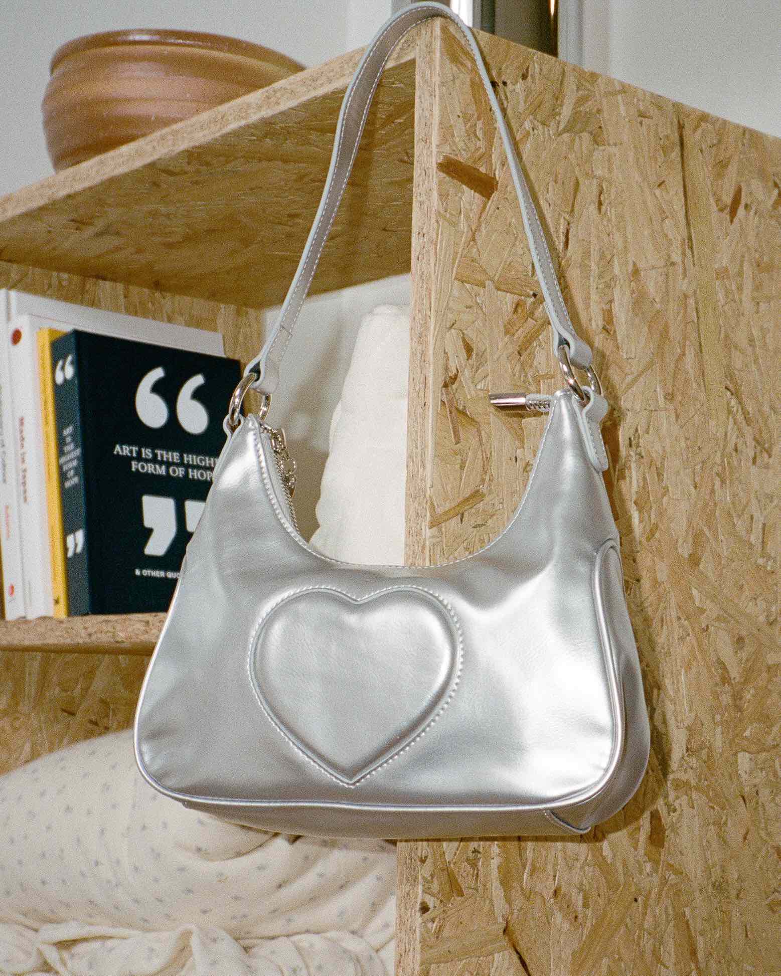 Recycled Silver Heart Shoulder Bag – MY MUM MADE IT Recycled Silver Heart Shoulder Bag – MY MUM MADE IT