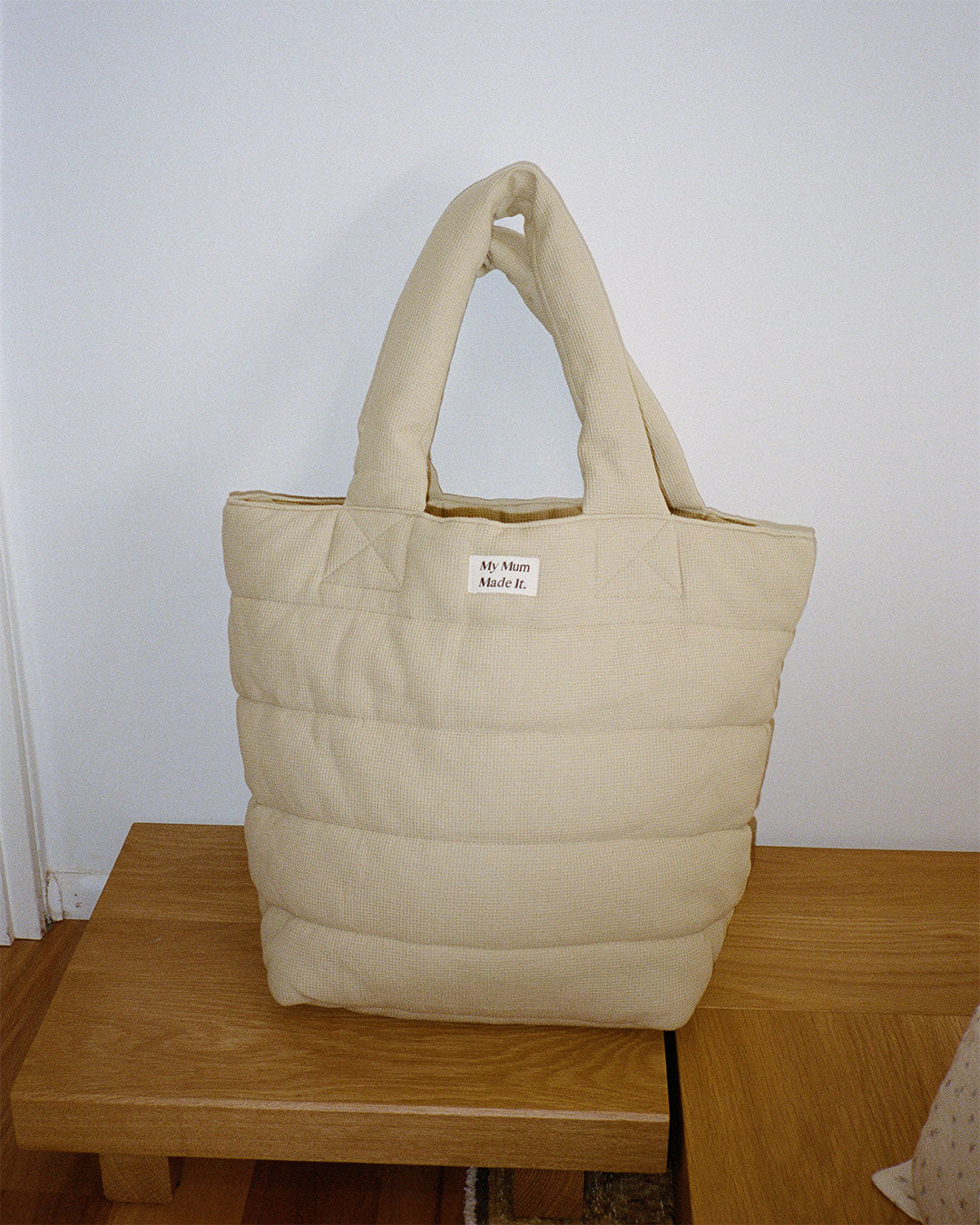 Waffle Quilted Tote Bag - Sand