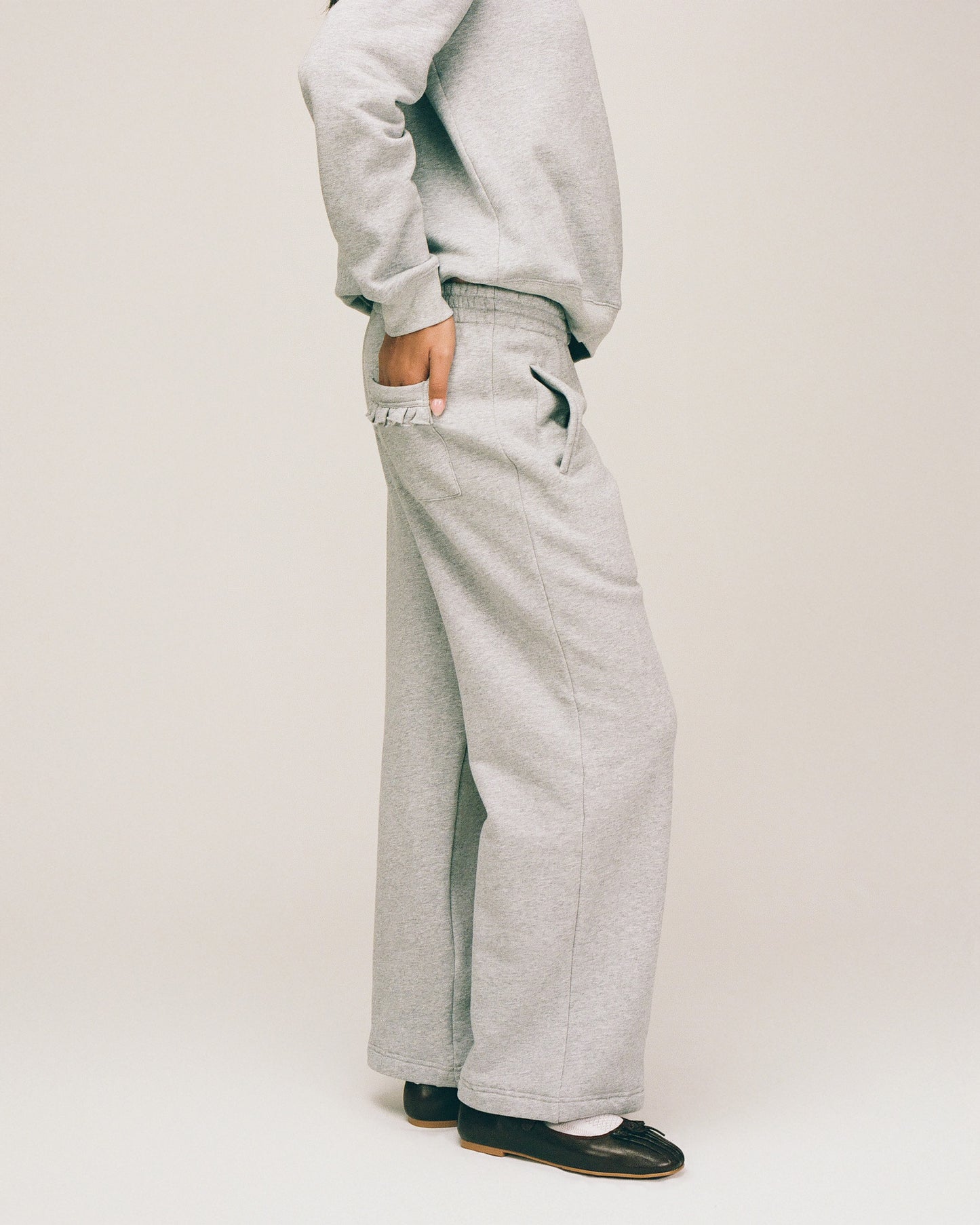 Frill Fleece Lounge Pants - Grey