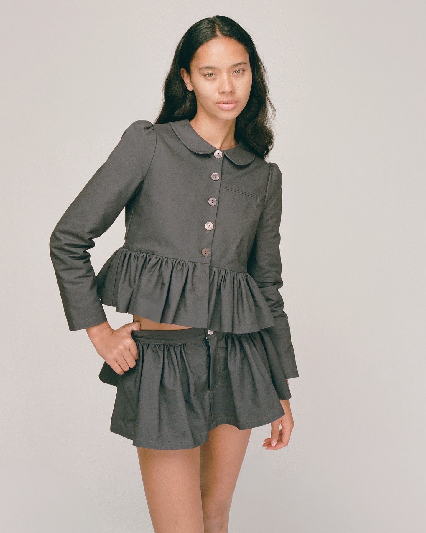 Petal Peplum Jacket - Ink