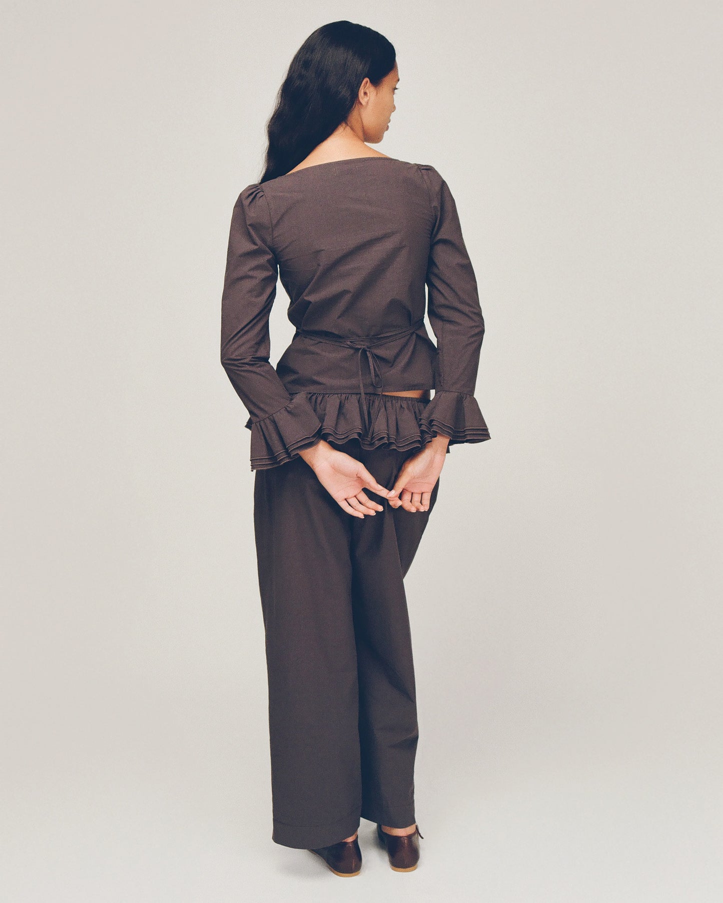 Detachable Ruffle Belt Pant - Shadow