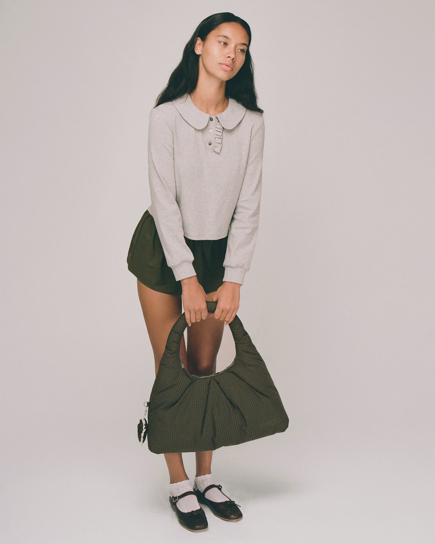 Polo Long Sleeve Top - Grey