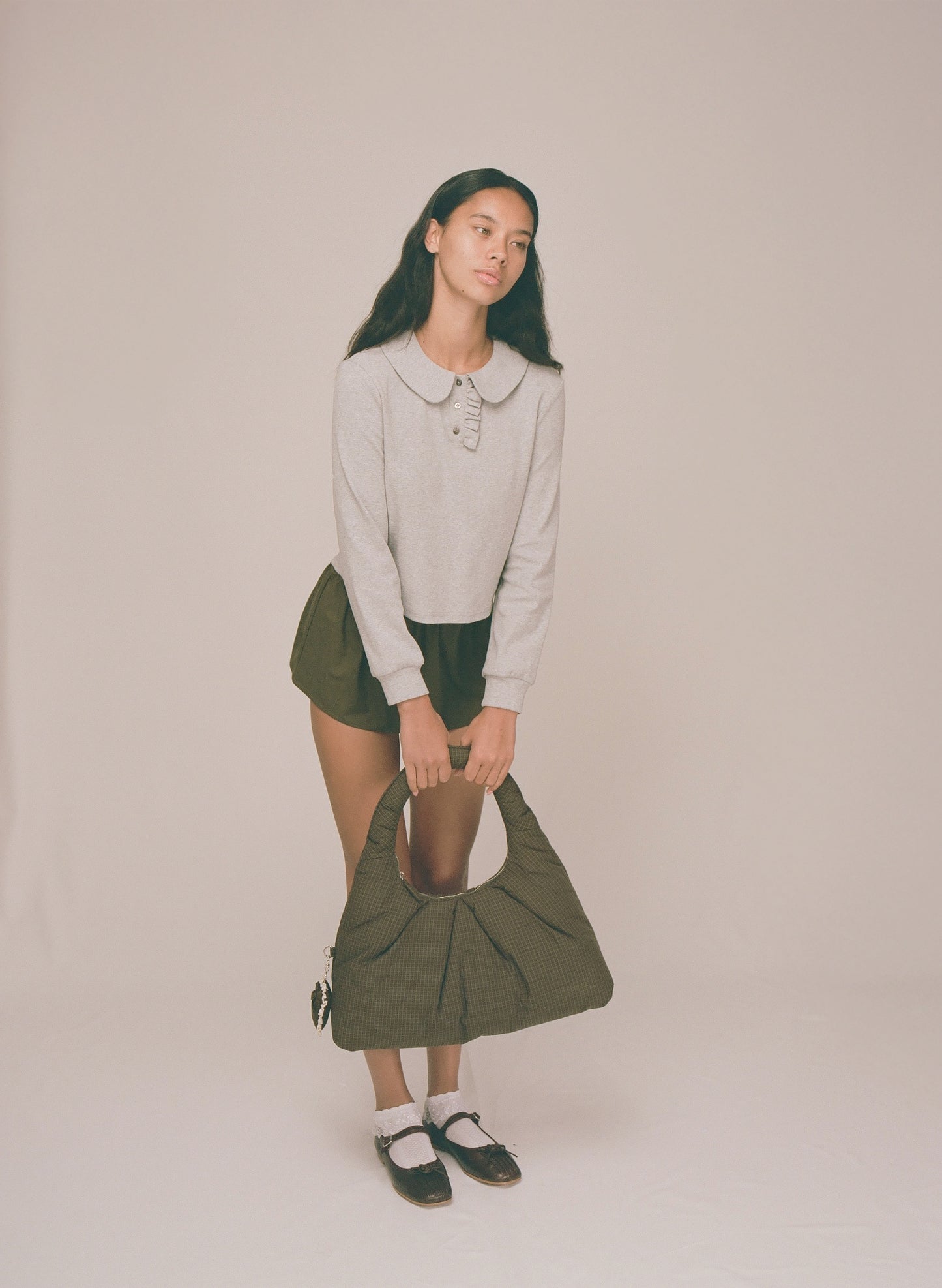 Polo Long Sleeve Top - Grey