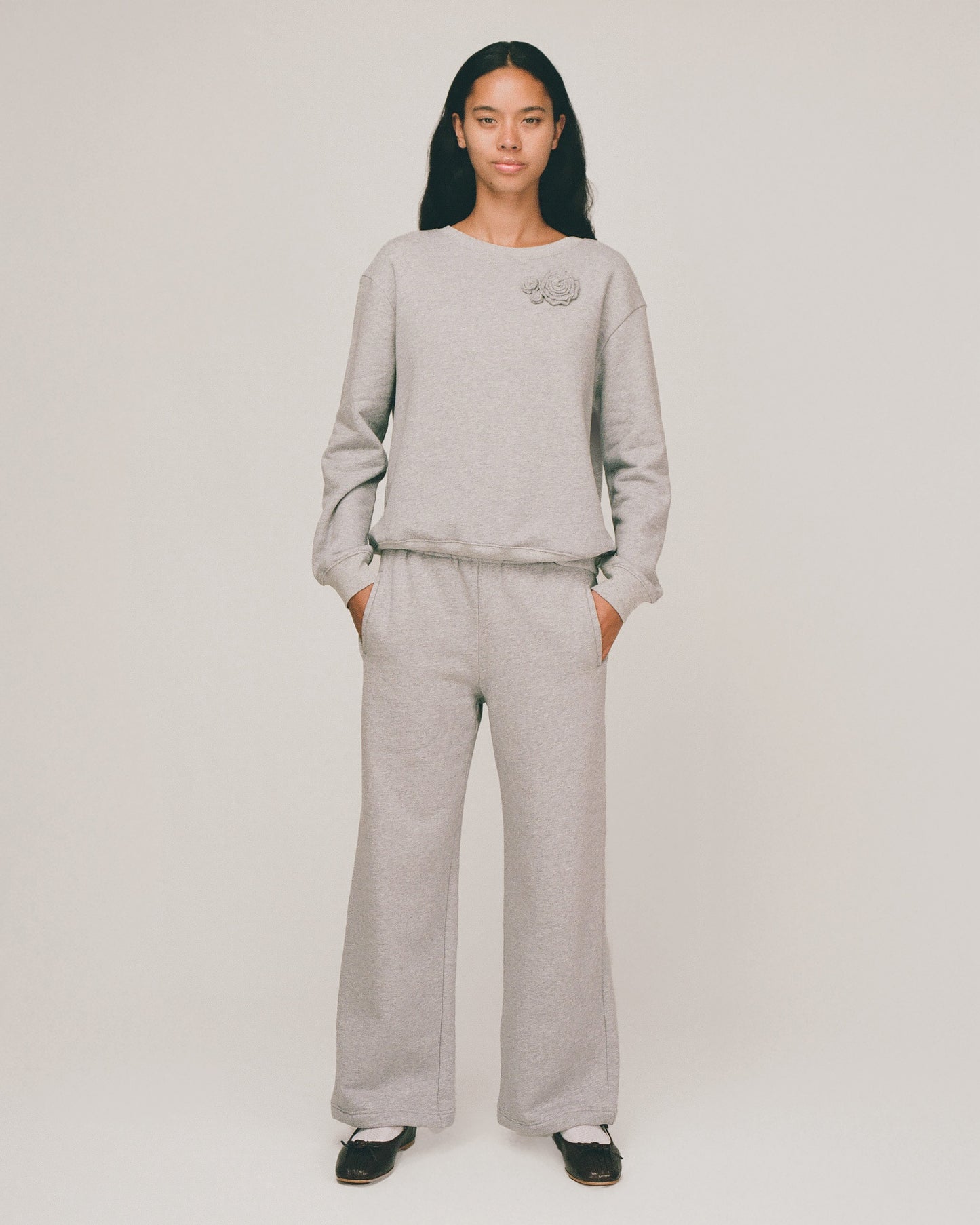 Frill Fleece Lounge Pants - Grey