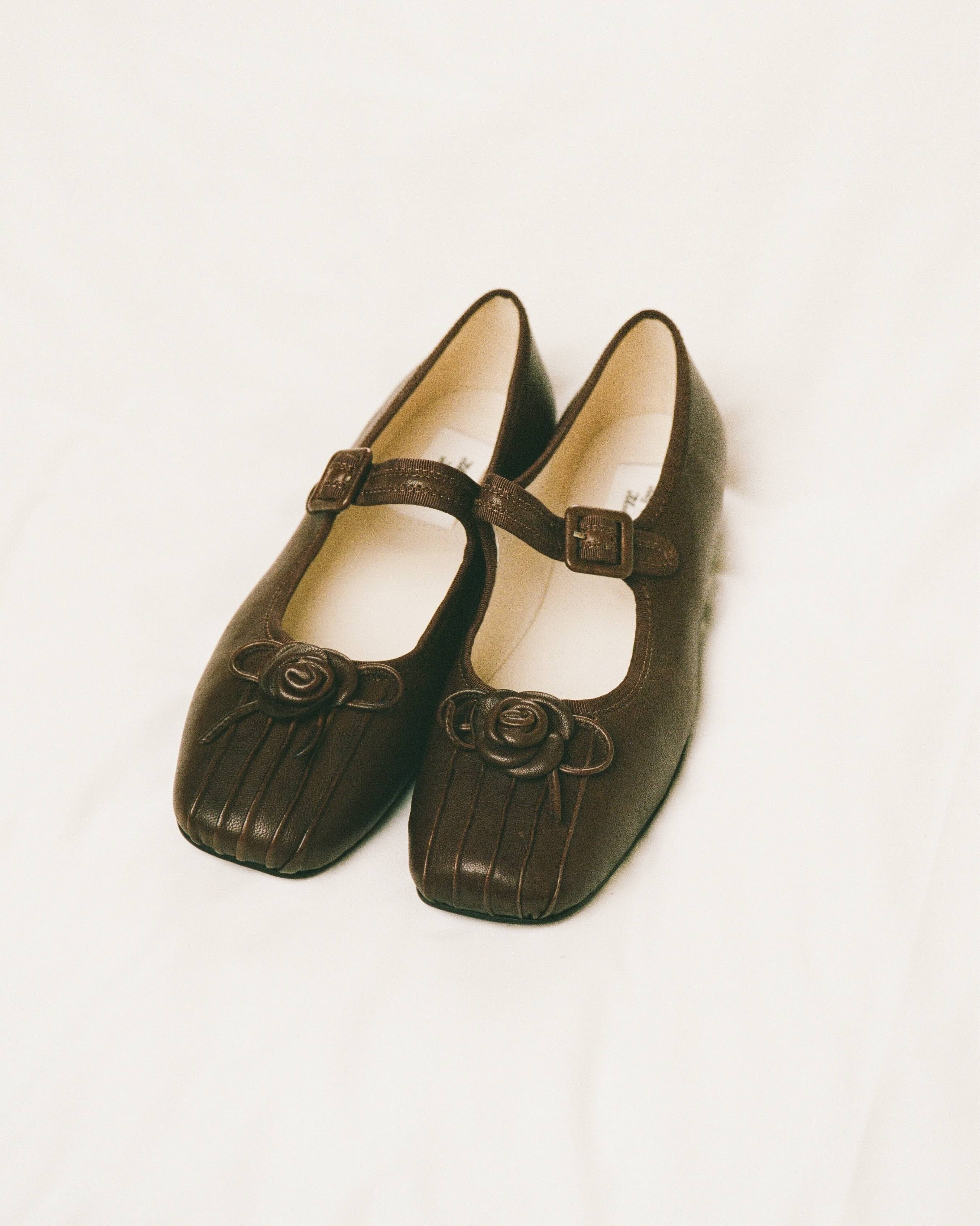 Shoes: Rosette Sheepskin Mary Janes - Saddle - My mum made it – MY