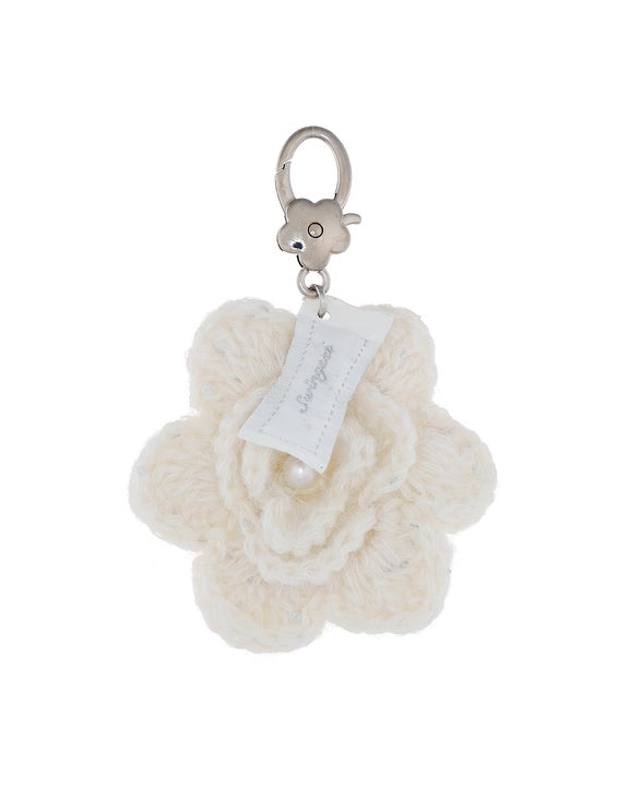 Crochet Pearl Flower Key Ring