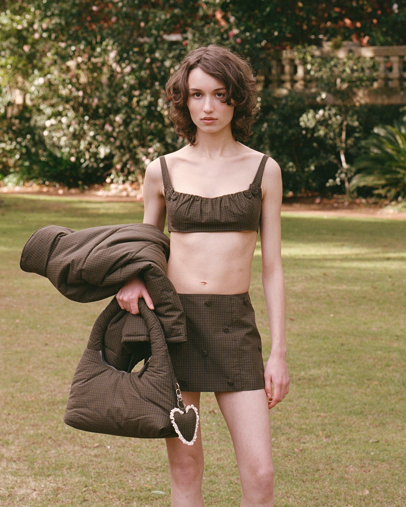 Mini Pleat Puffer Tote - Ivy Check