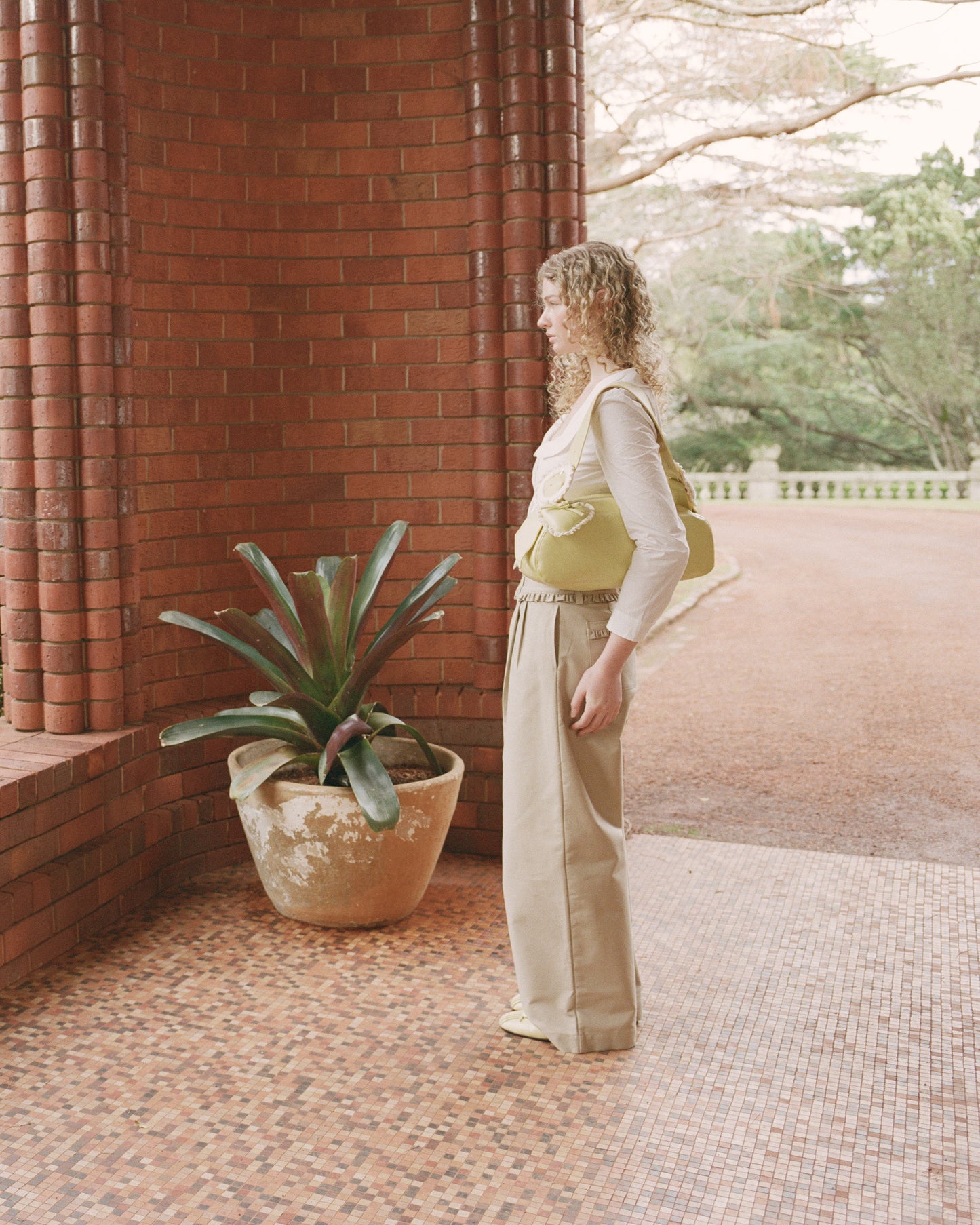 Frill Cotton Trousers - Fawn