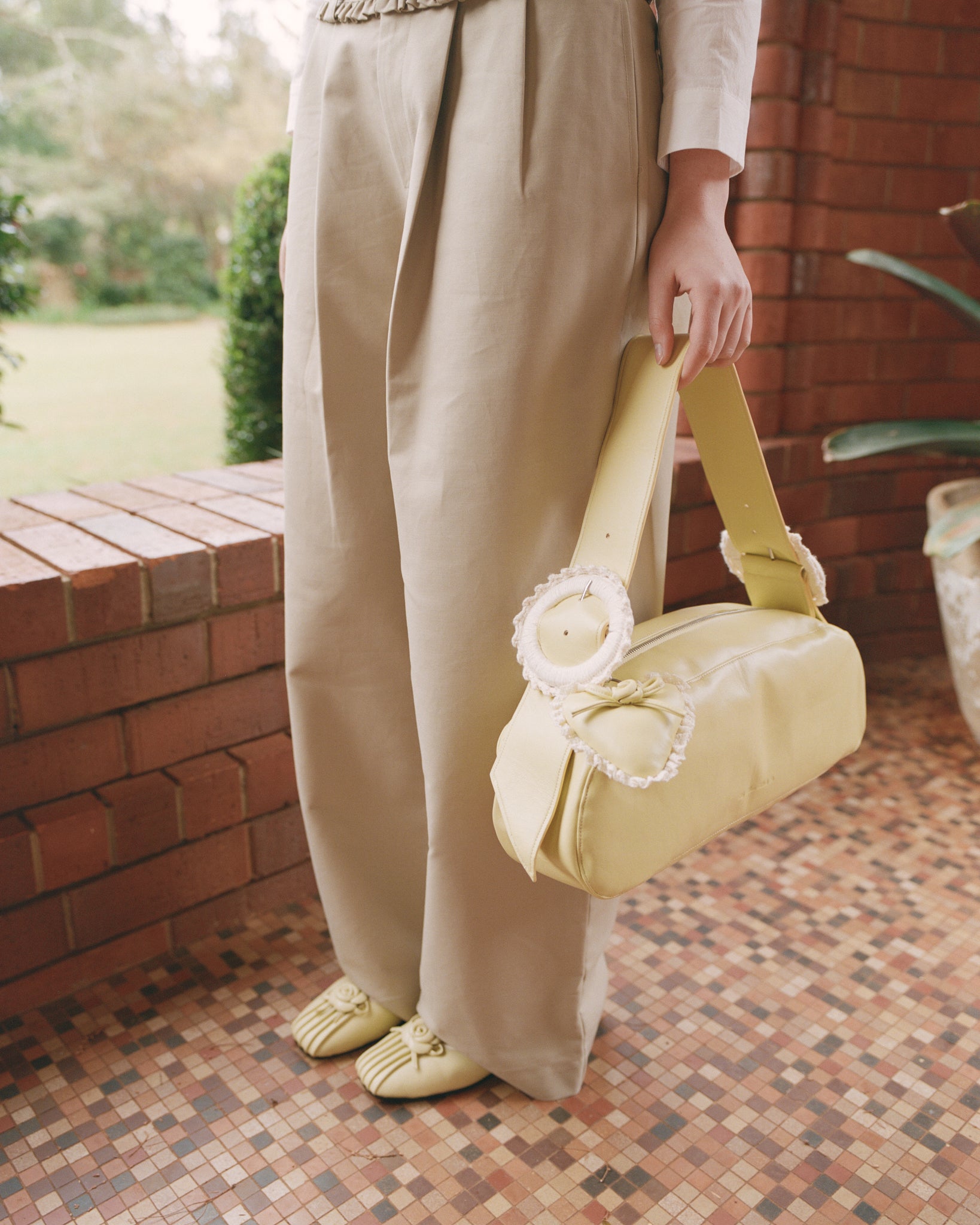 Sheepskin Crochet Buckle Bag - Marigold