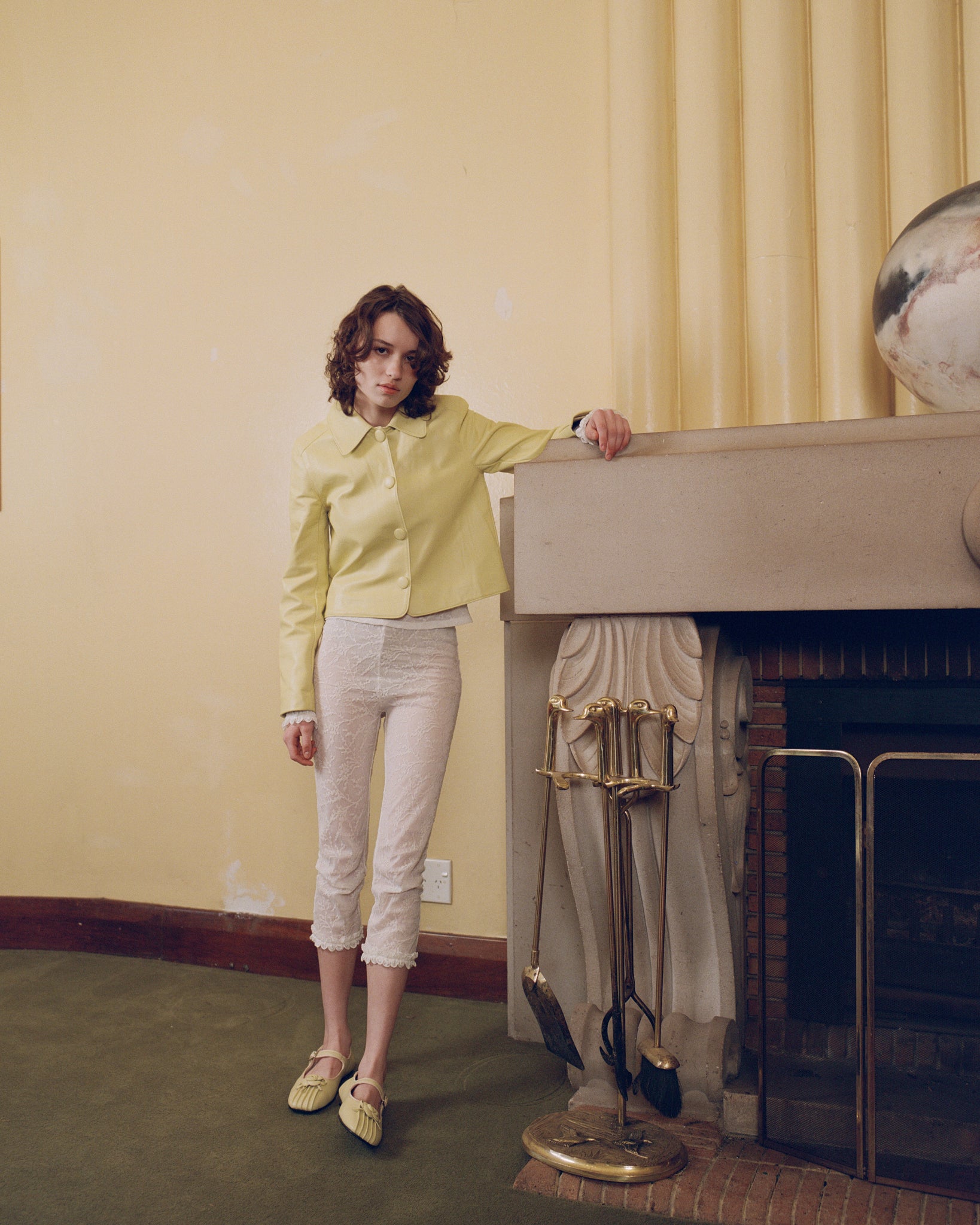 Buttoned Sheepskin Jacket - Marigold